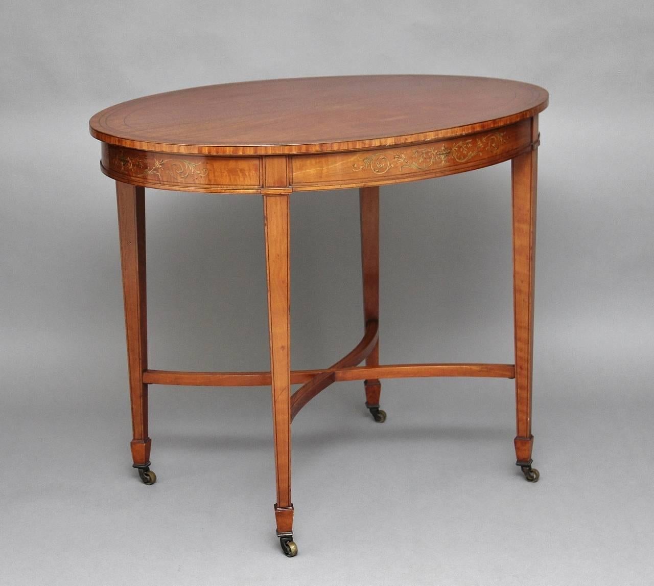 Victorian 19th Century Satinwood Centre Table For Sale
