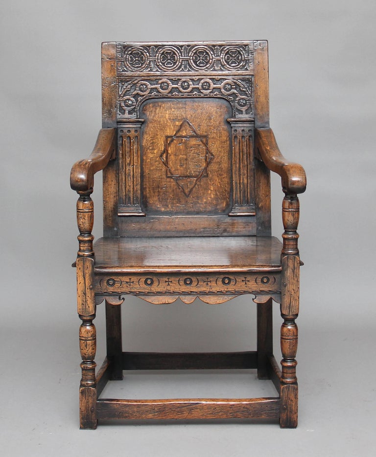 English Early 20th Century Oak Wainscot Chair