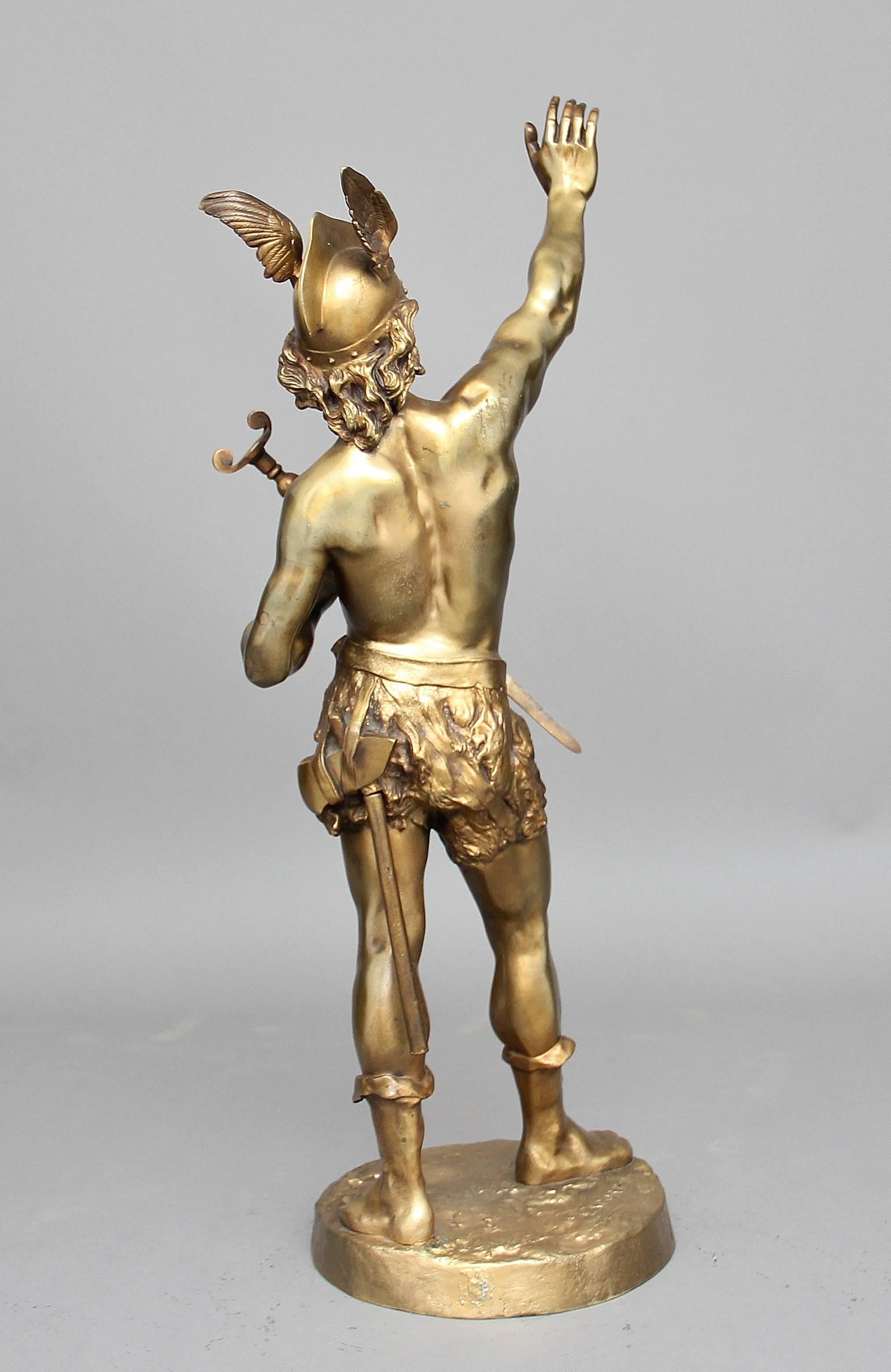 French 19th Century Gilt Bronze Figure of a Viking Warrior