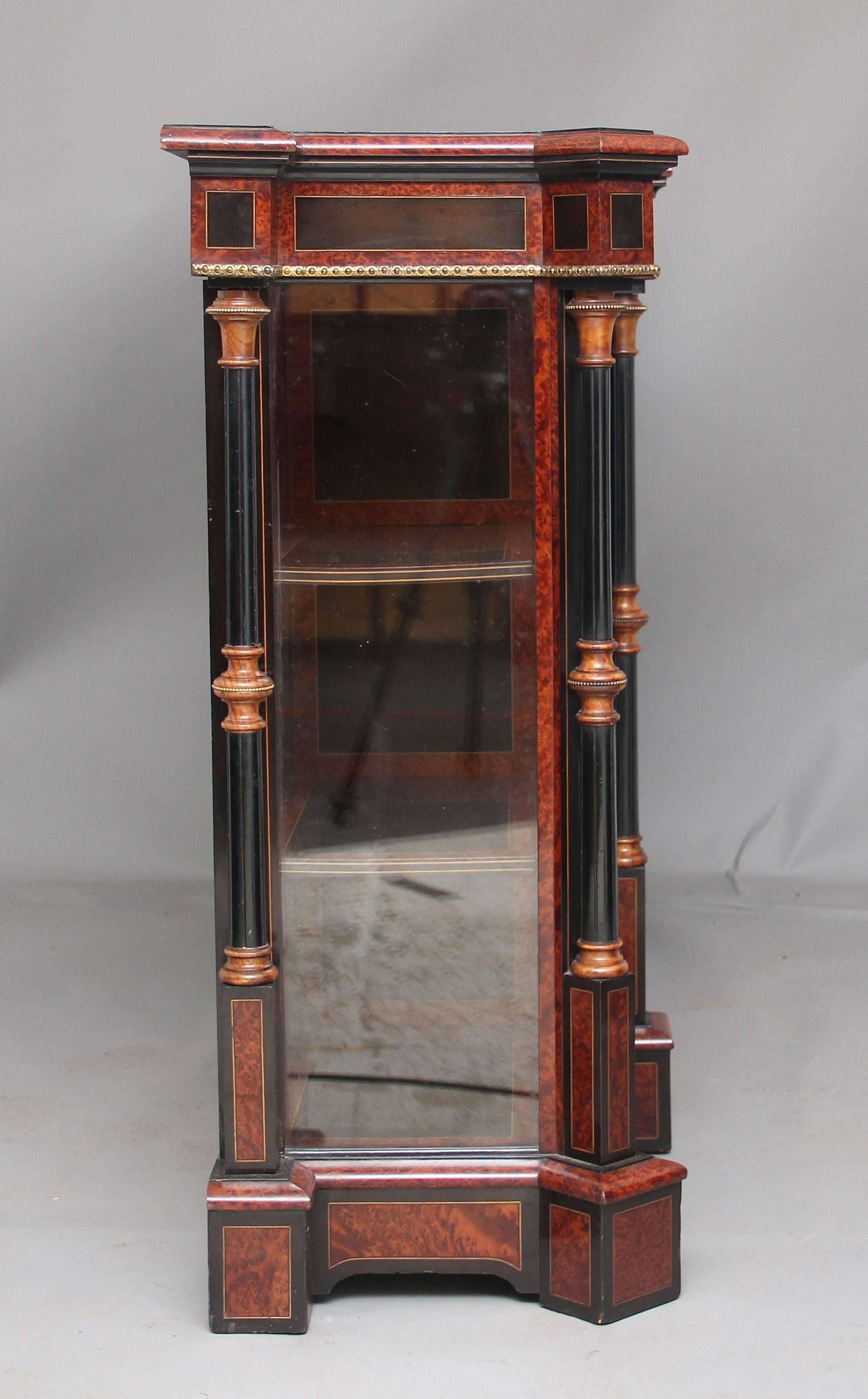 English 19th Century Exhibition Quality Amboyna and Ebonized Cabinet