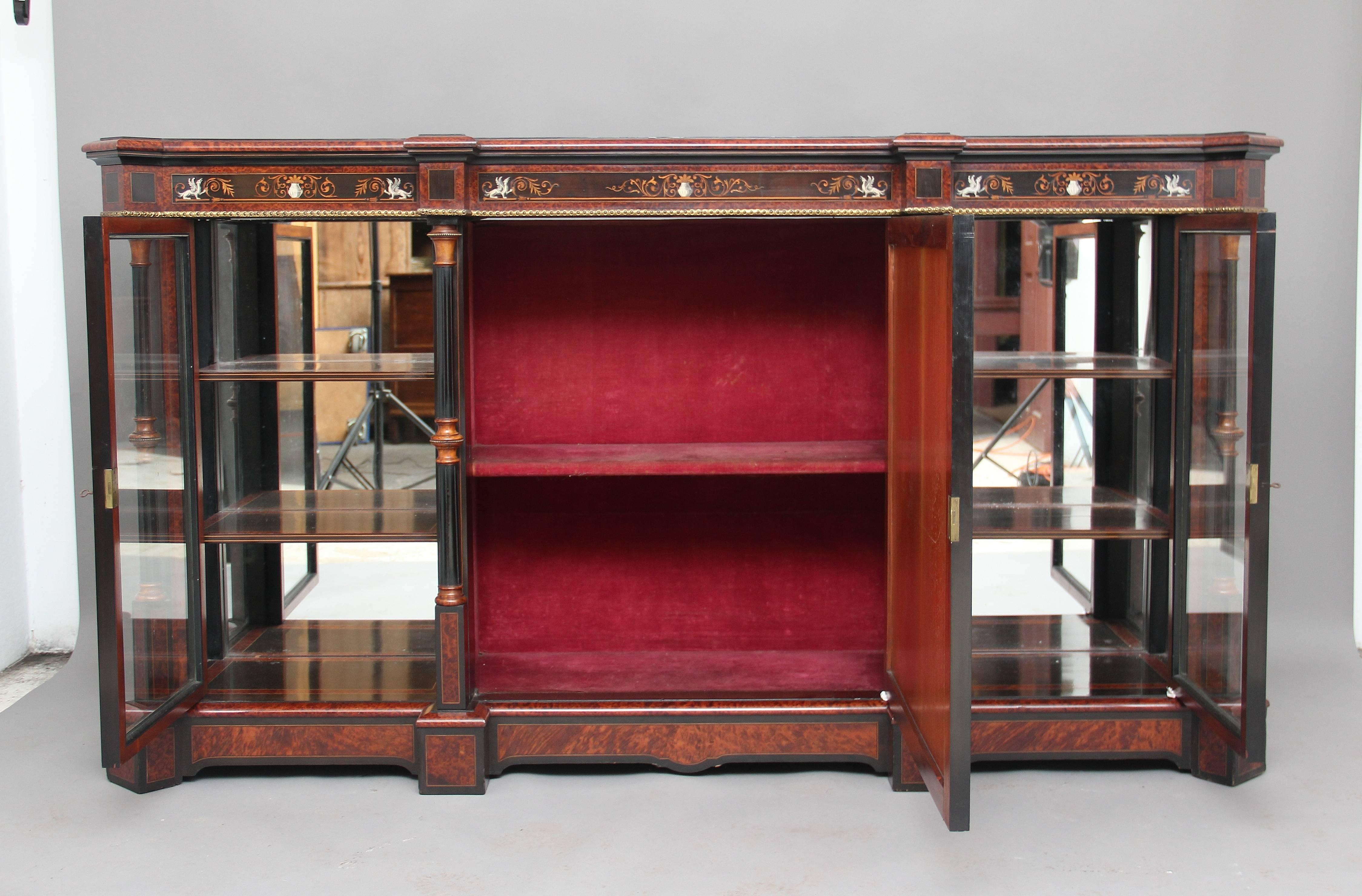 Victorian 19th Century Exhibition Quality Amboyna and Ebonized Cabinet