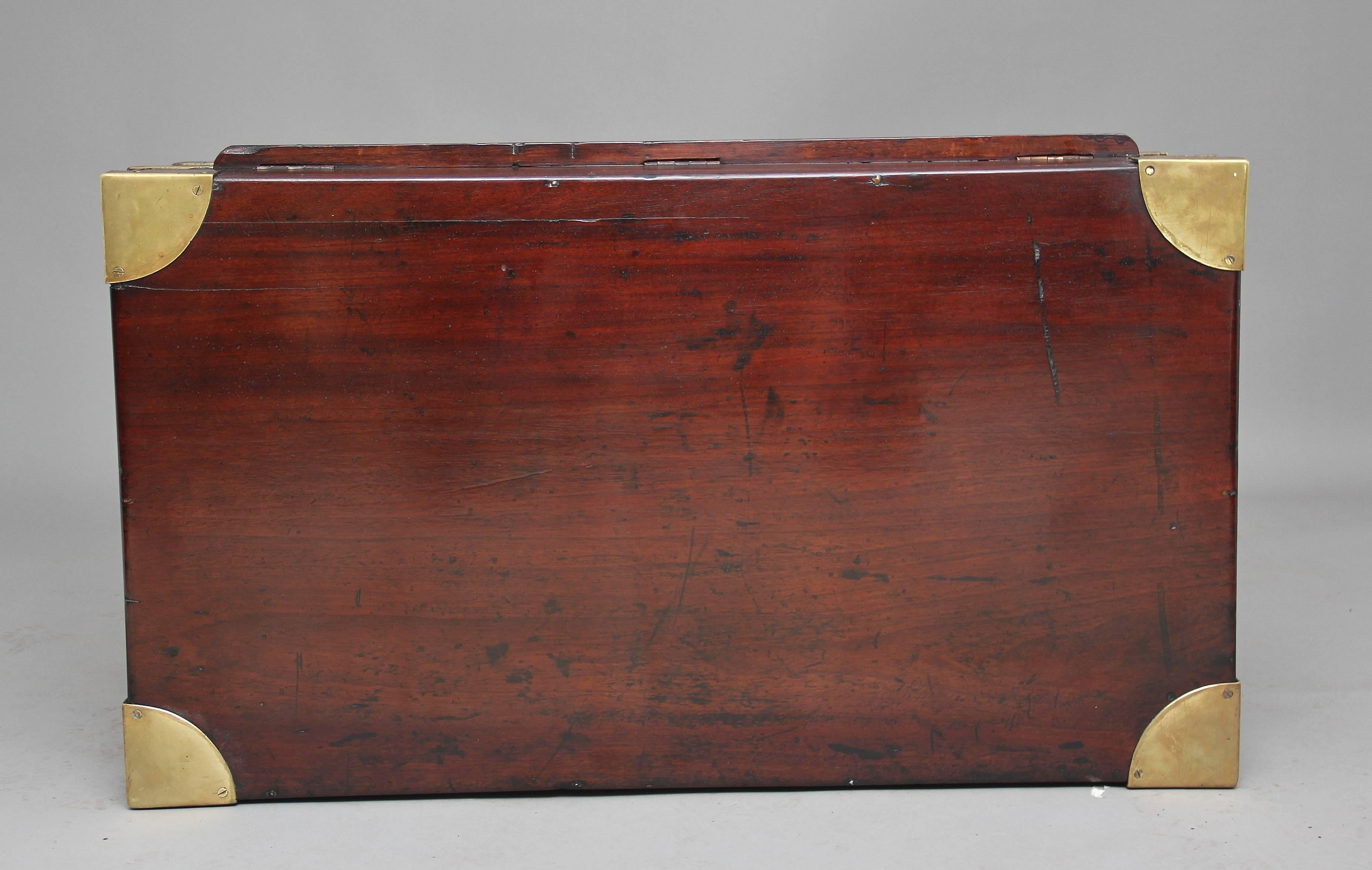 19th Century Mahogany and Brass Bound Trunk 3