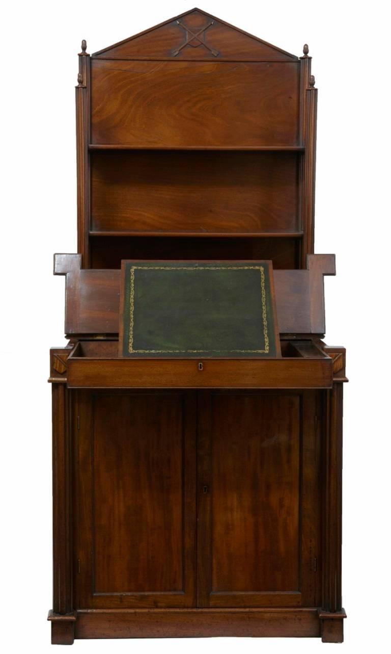 English 19th Century Mahogany Writing Cabinet For Sale