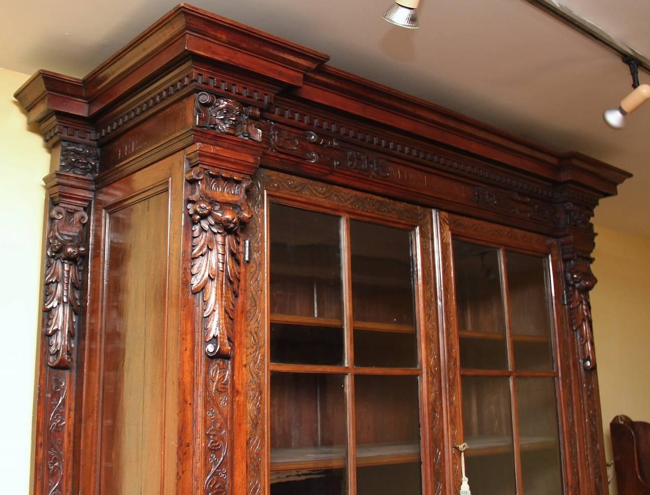 19th Century Walnut Bookcase or Cabinet 1