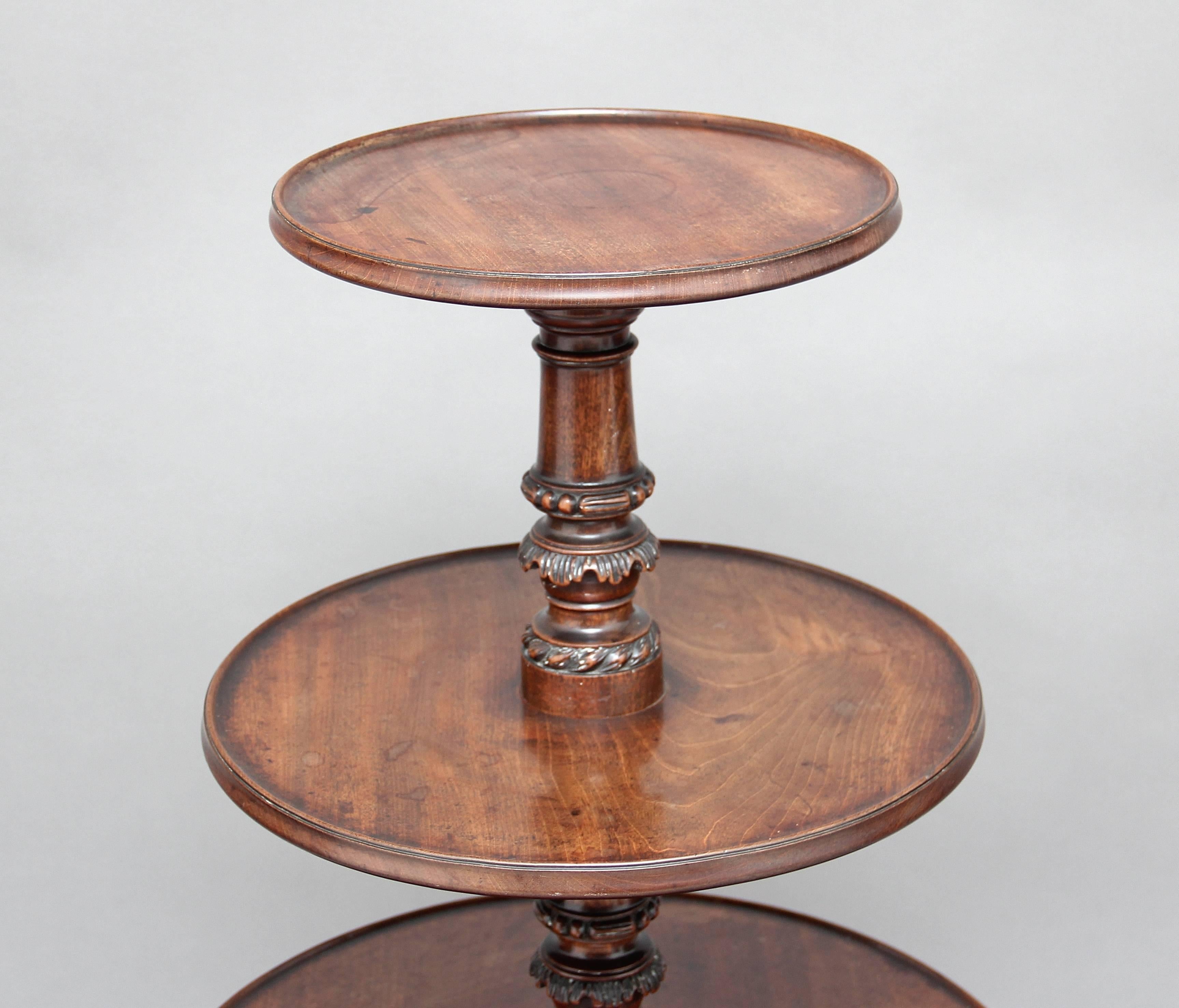 English Early 19th Century Three Tier Mahogany Dumbwaiter For Sale