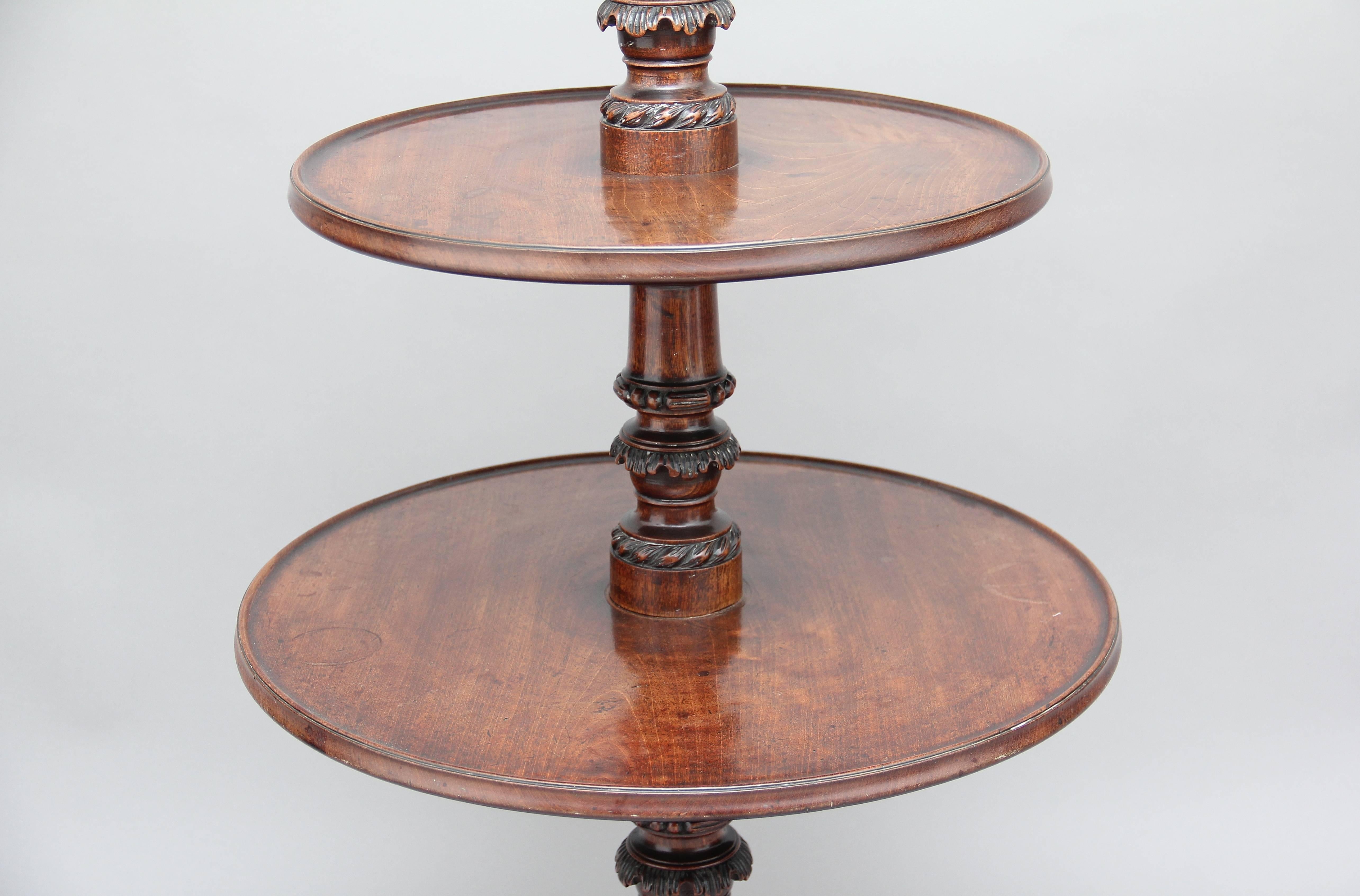 Early 19th Century Three Tier Mahogany Dumbwaiter For Sale 2