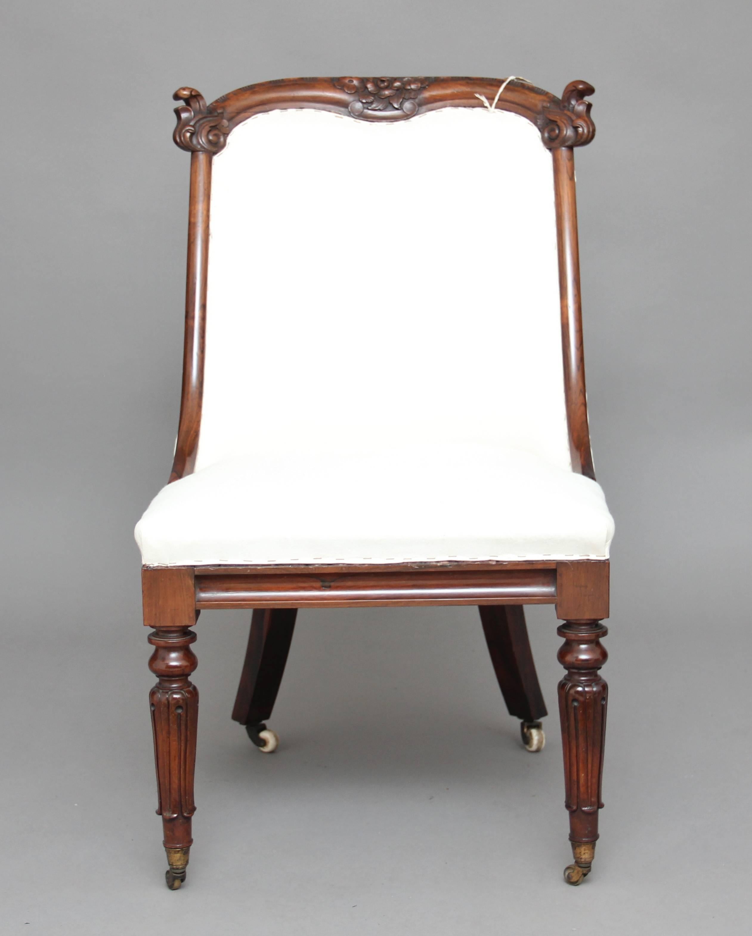 Victorian 19th Century Rosewood Slipper Chair