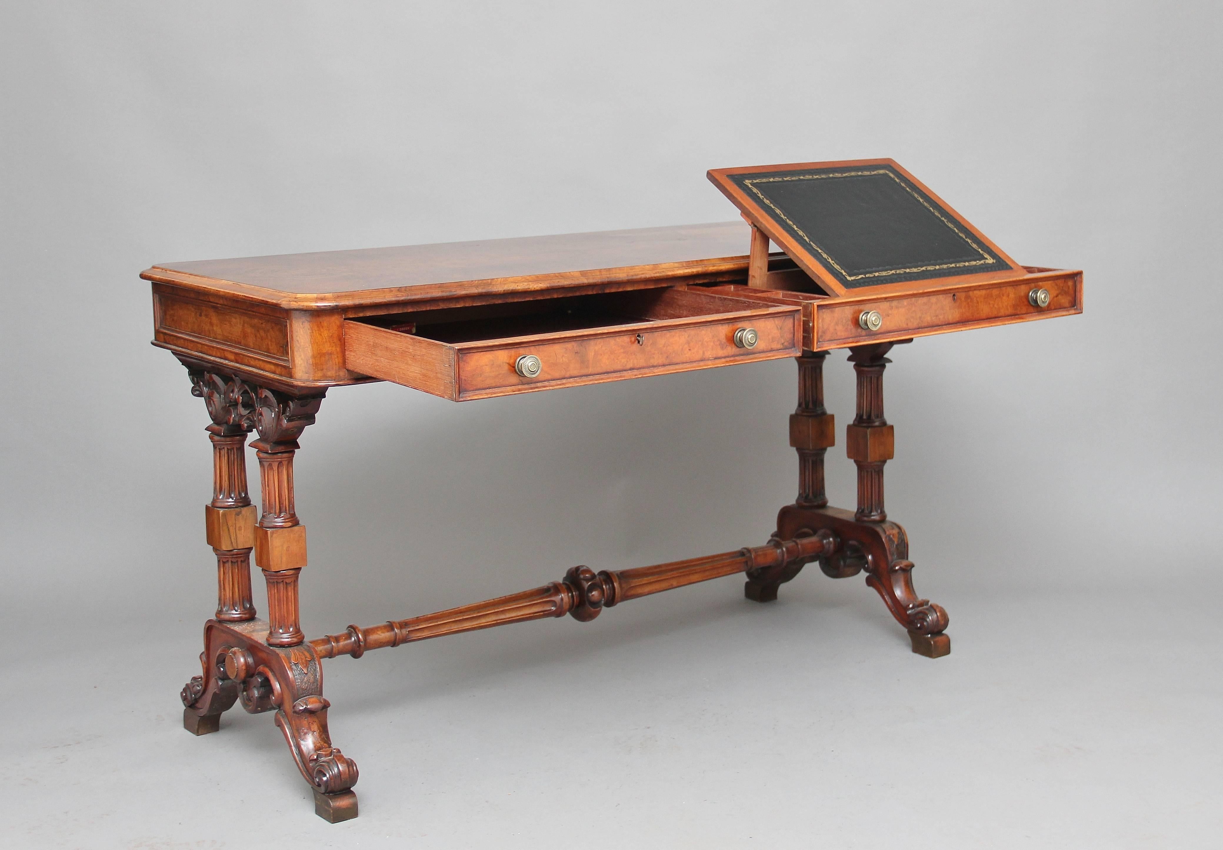19th Century Walnut Writing or Sofa Table 1