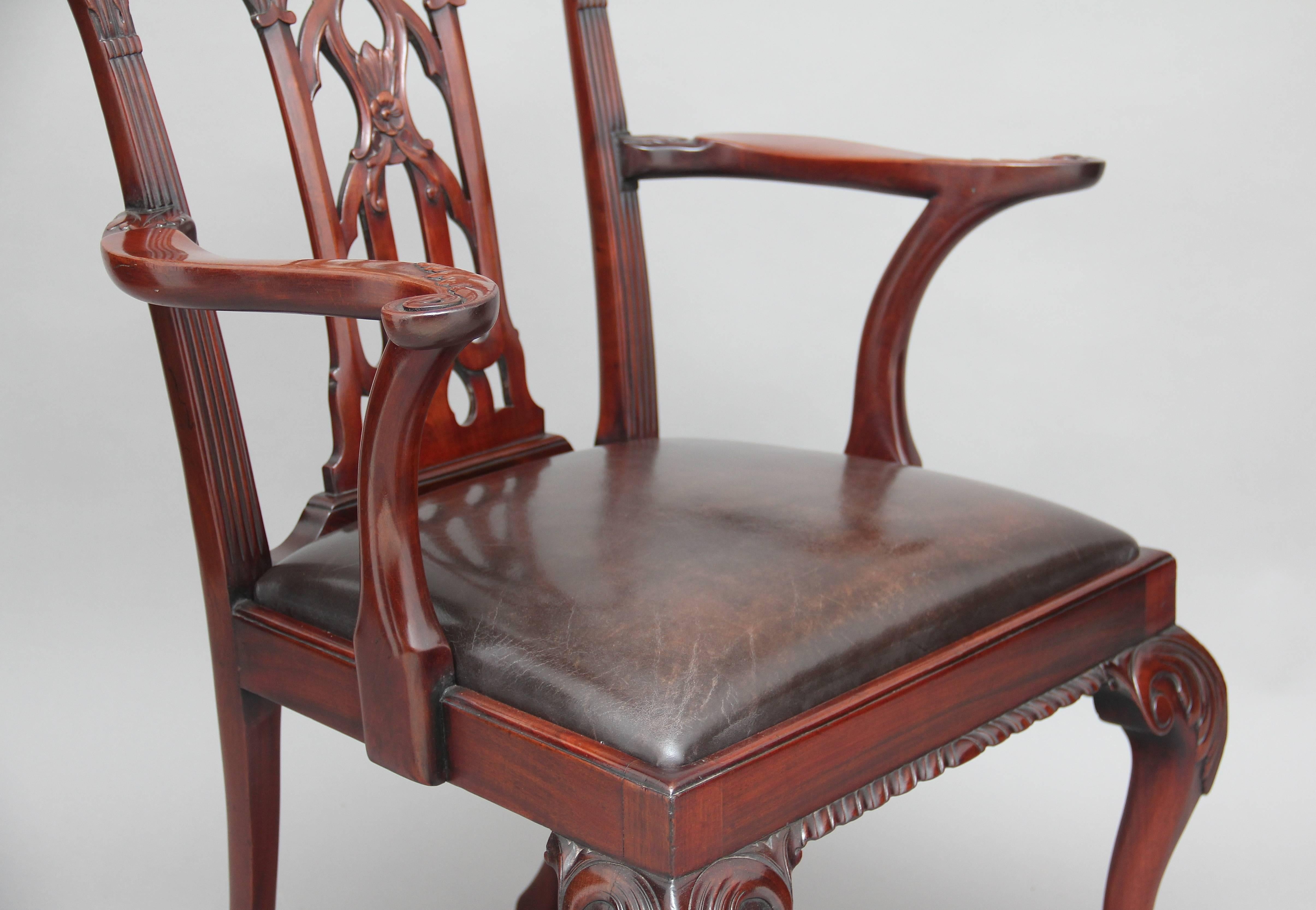 Late 19th Century 19th Century Chippendale Style Armchair
