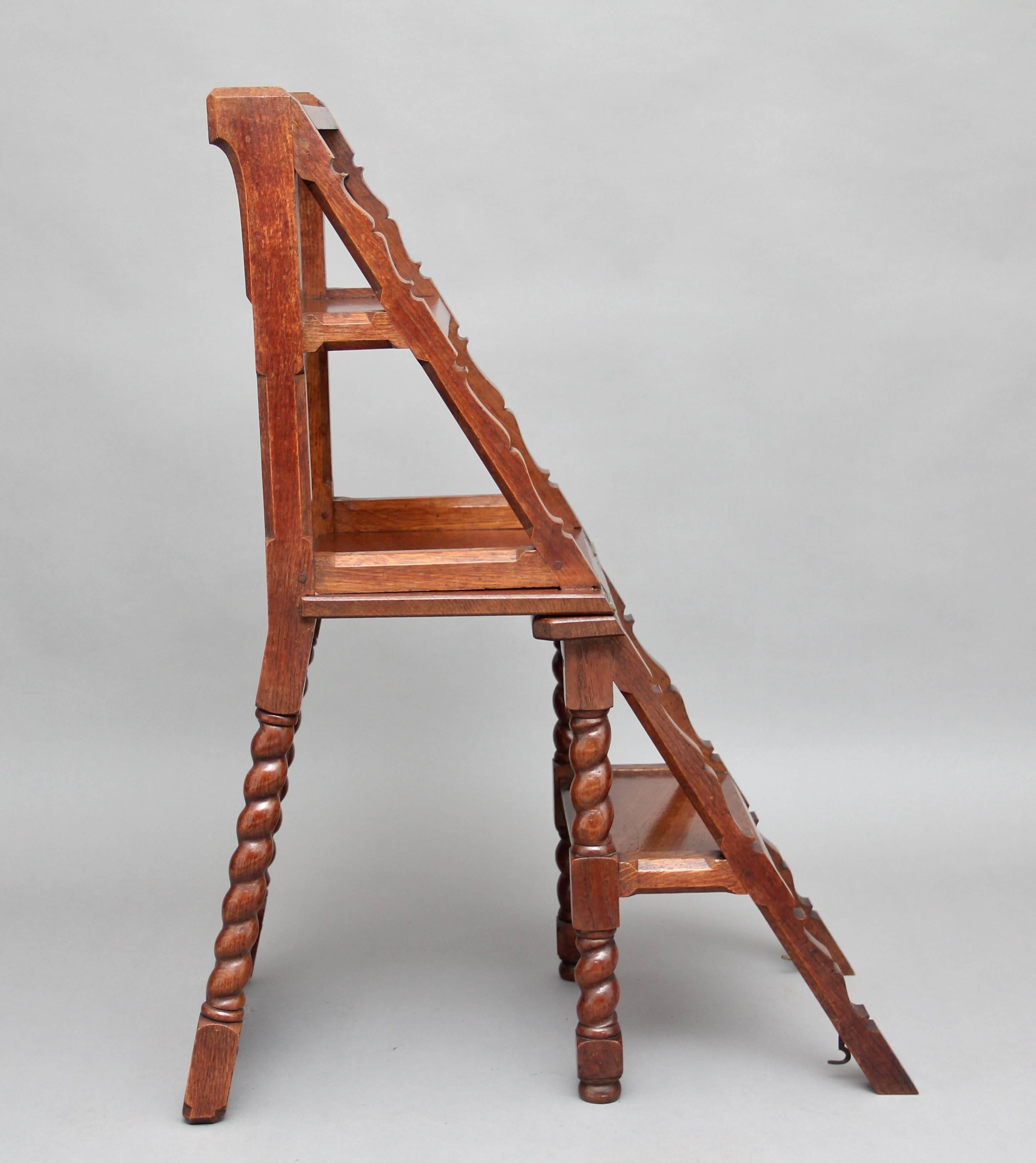 19th Century Oak Metamorphic Library Step Chair 2