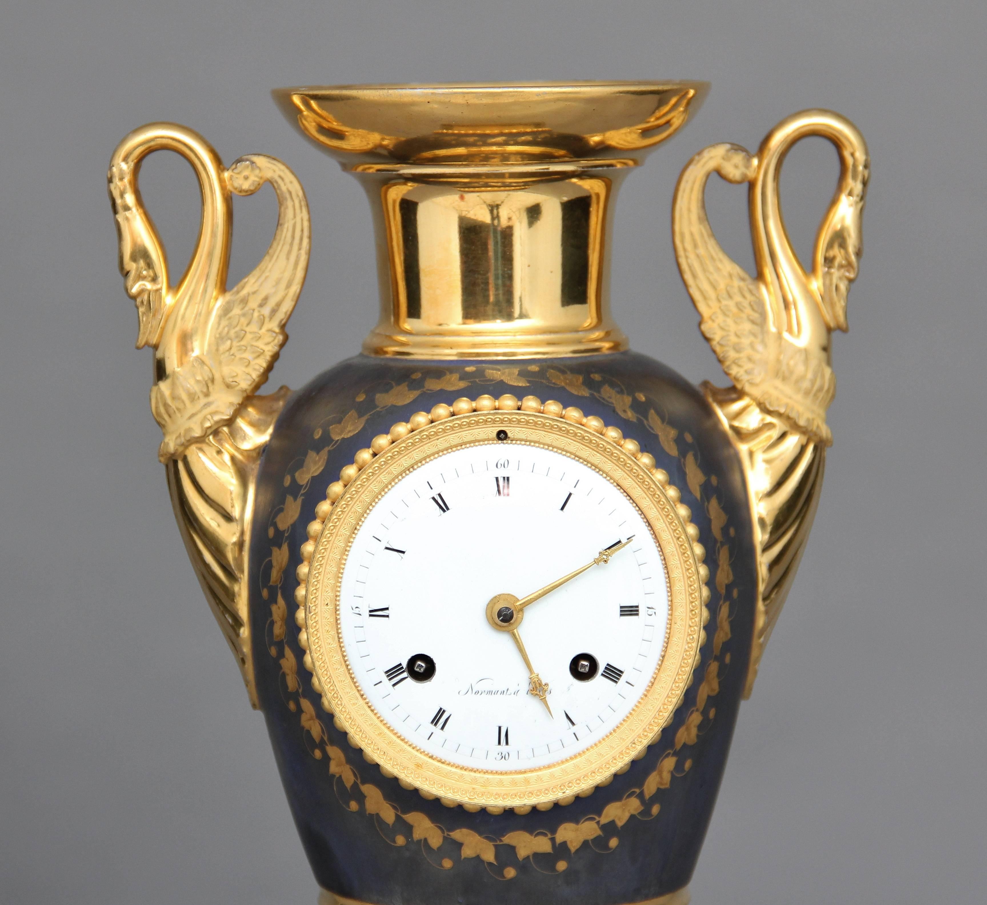 Porcelain 19th Century French Mantle Clock