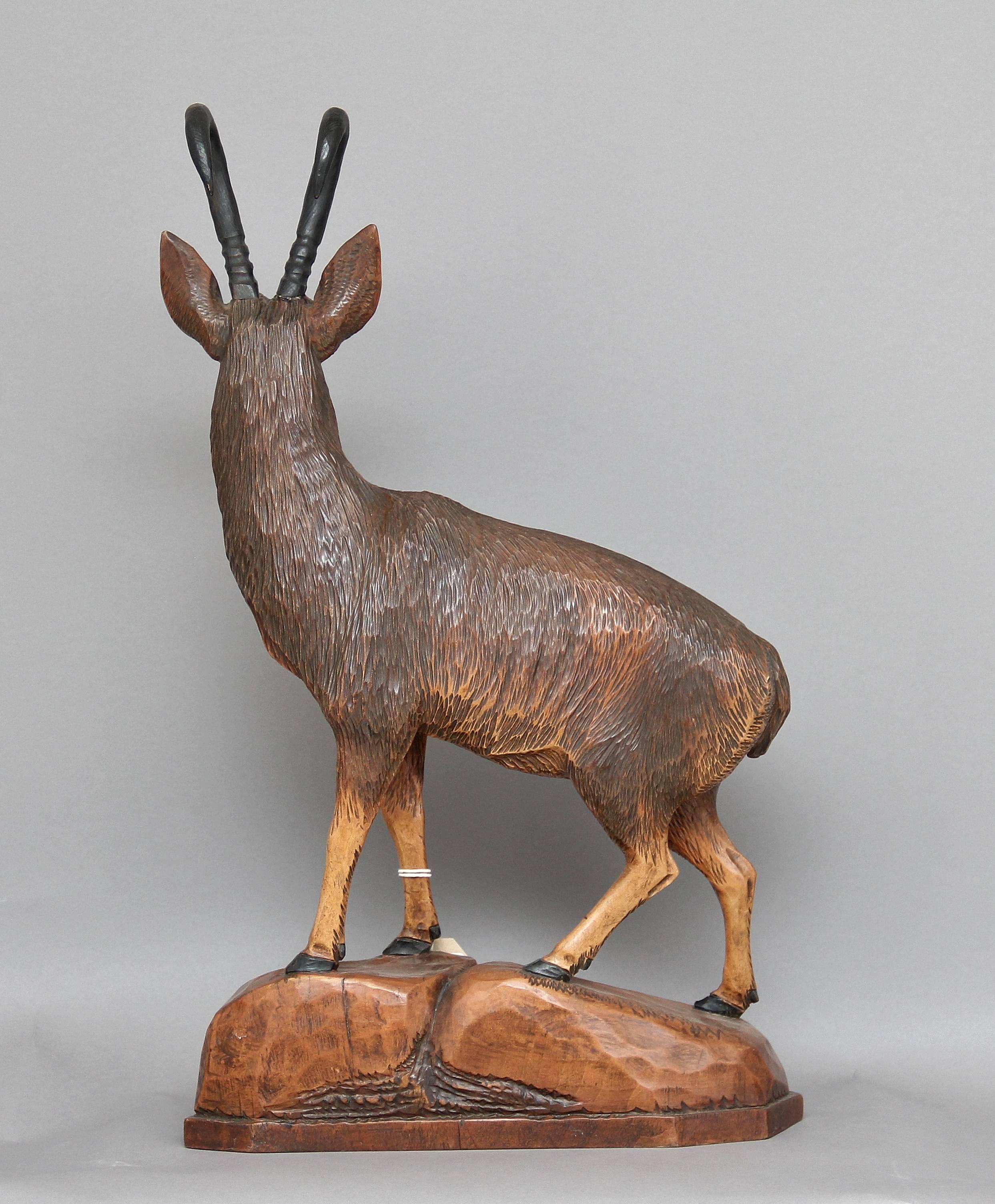 Swiss 19th Century Black Forest Carving of an Ibex
