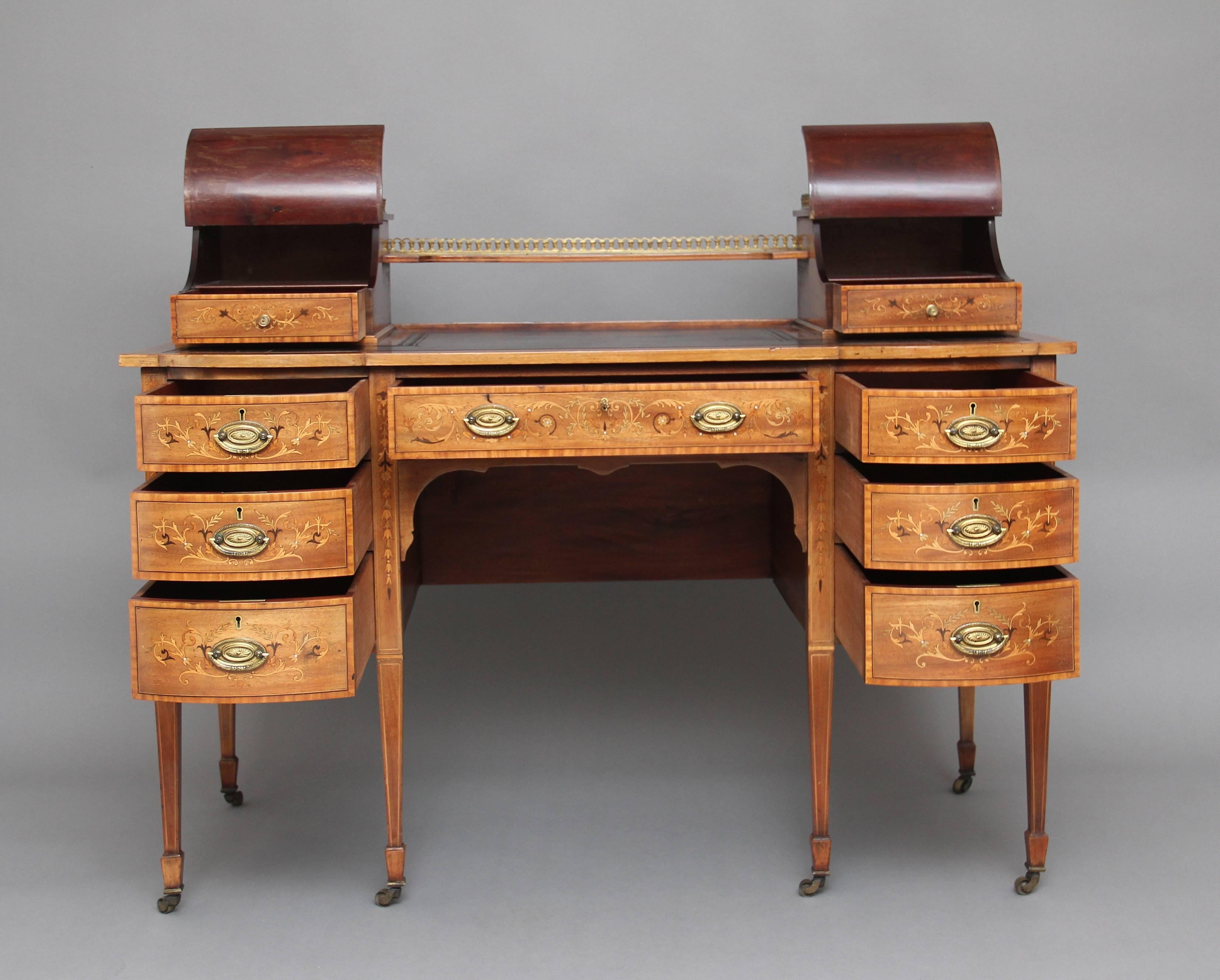 Edwardian Early 20th Century Mahogany Inlaid Desk