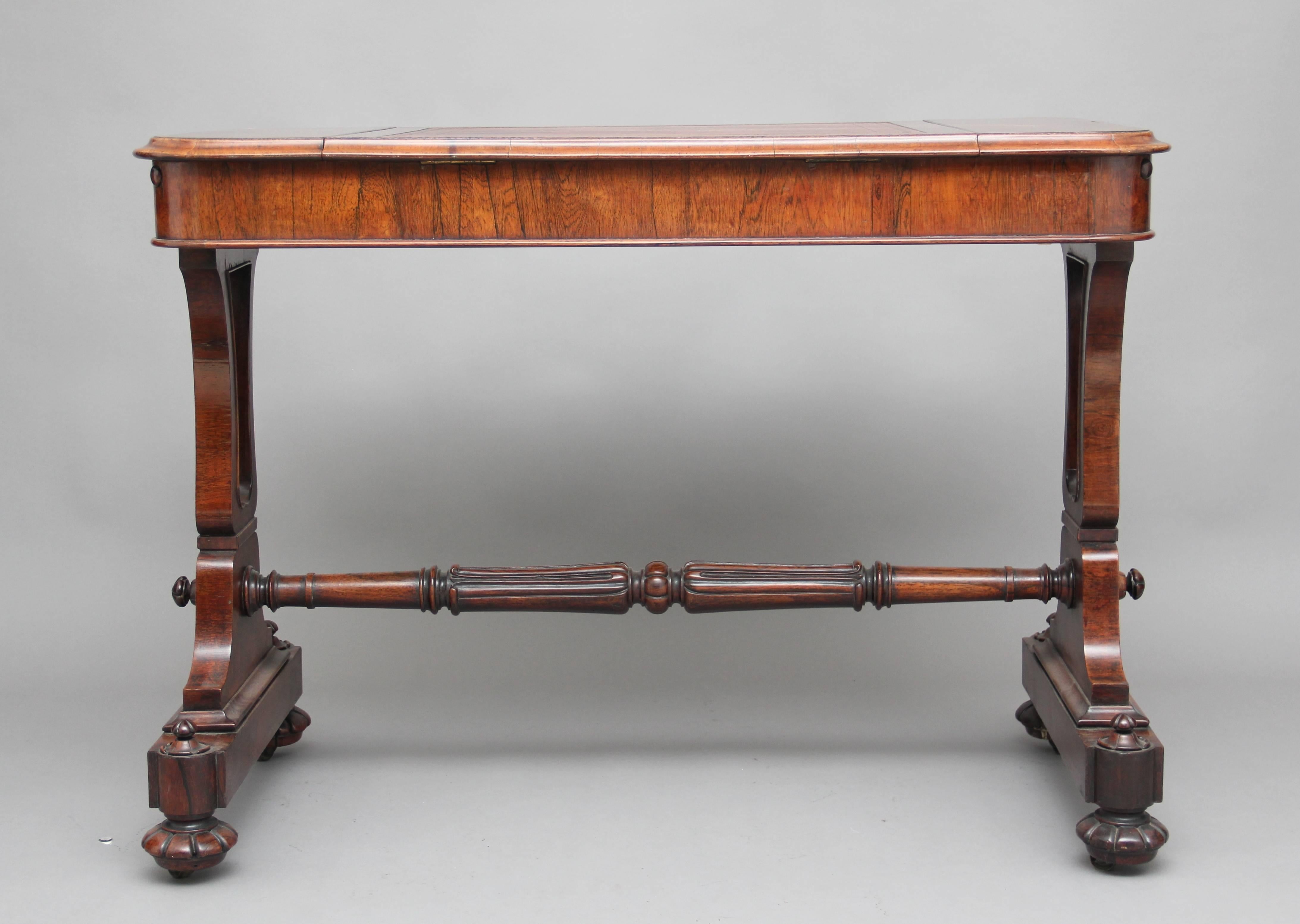 19th Century Rosewood Writing Table In Good Condition For Sale In Martlesham, GB