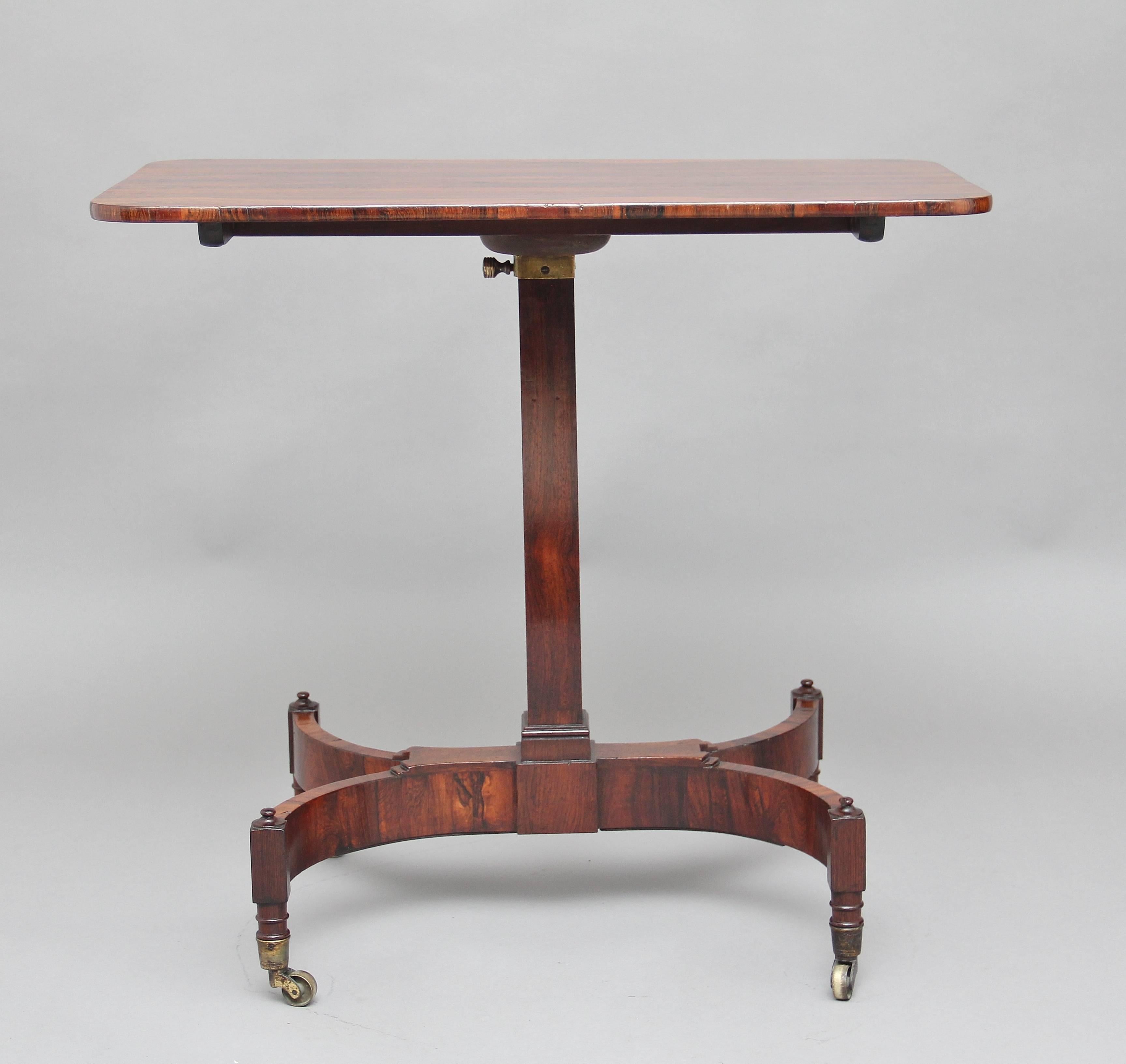 English 19th Century Rosewood Adjustable Table