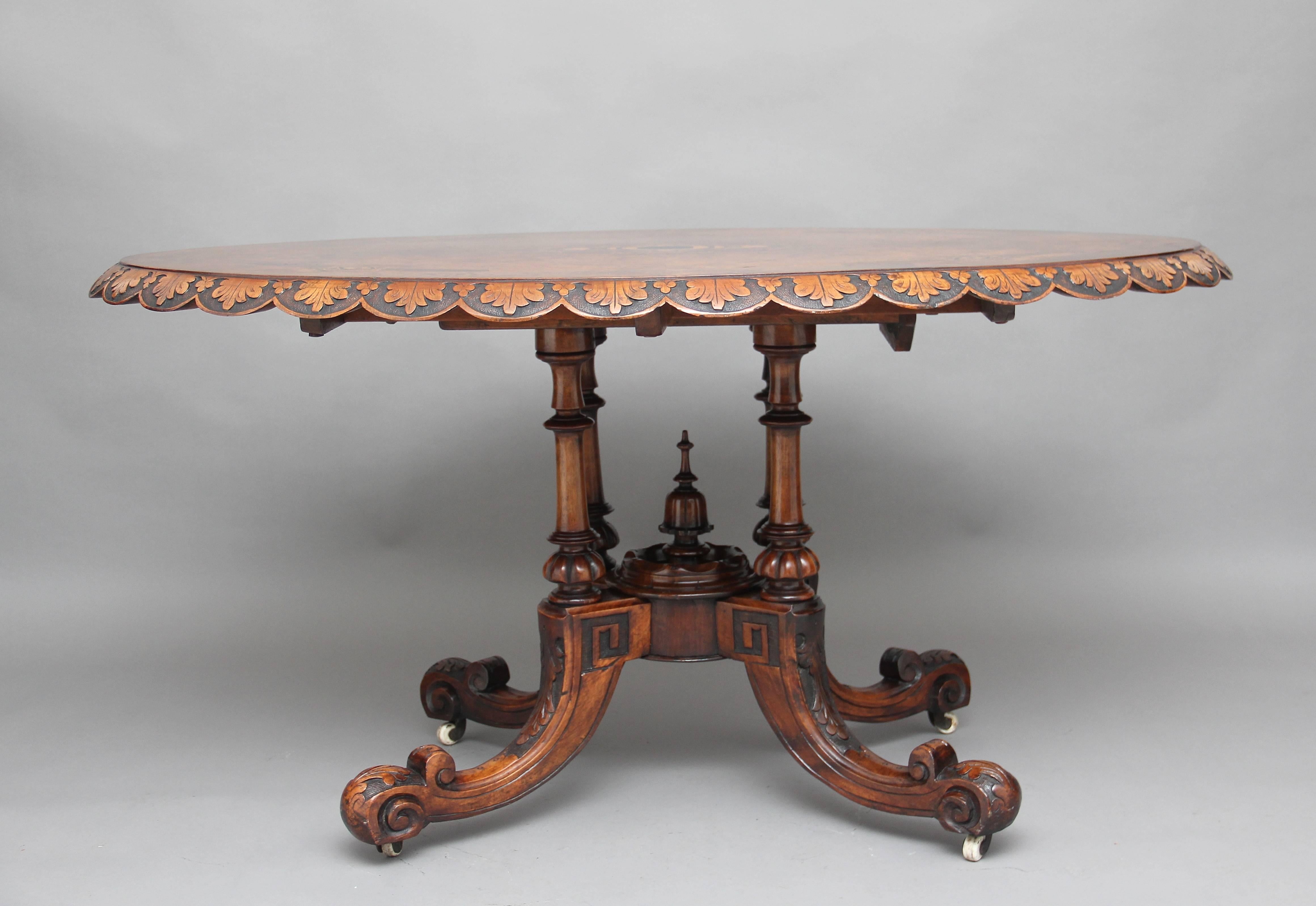 19th Century Burr Walnut Centre Table In Good Condition In Martlesham, GB