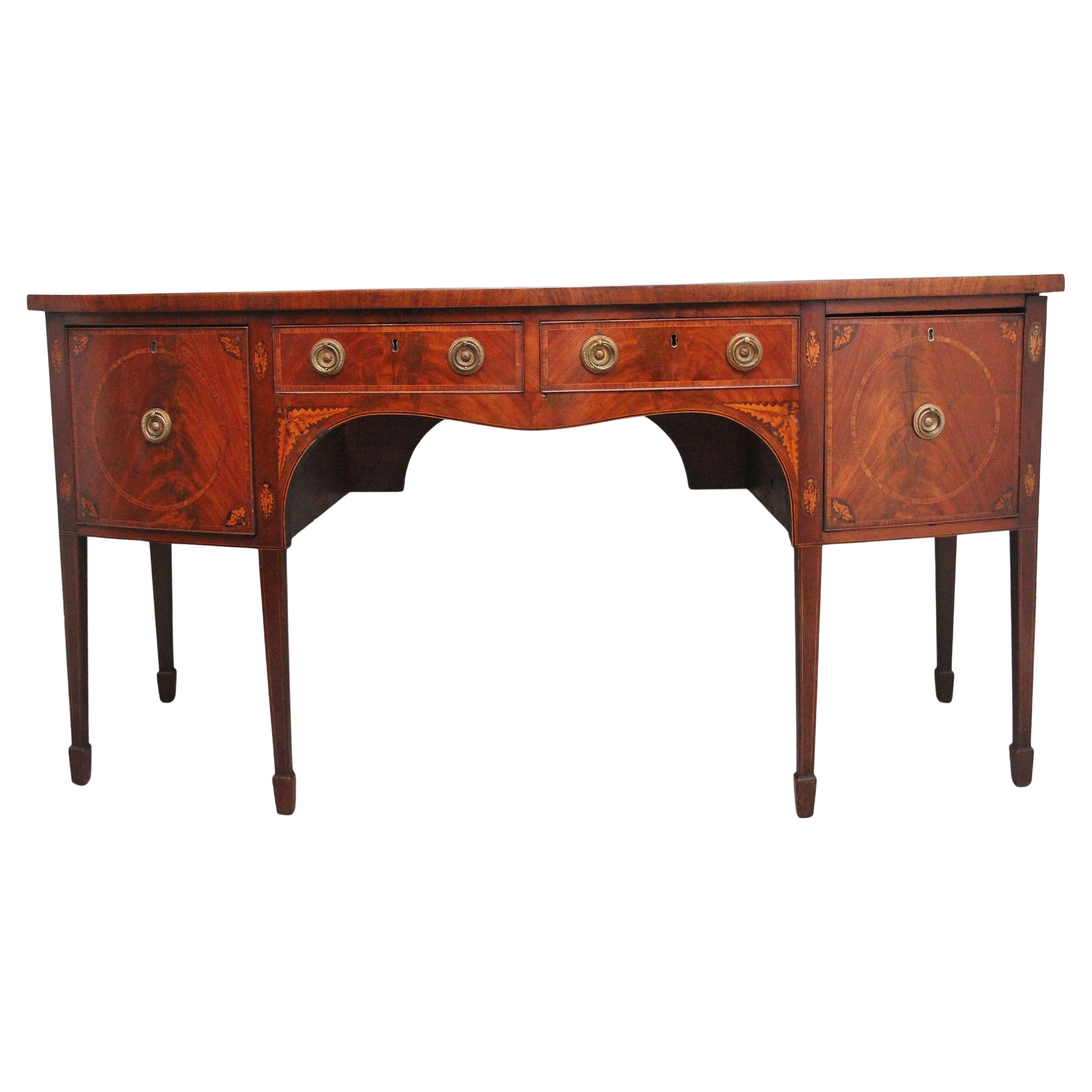 A superb quality Georgian inlaid mahogany bowfront sideboard For Sale