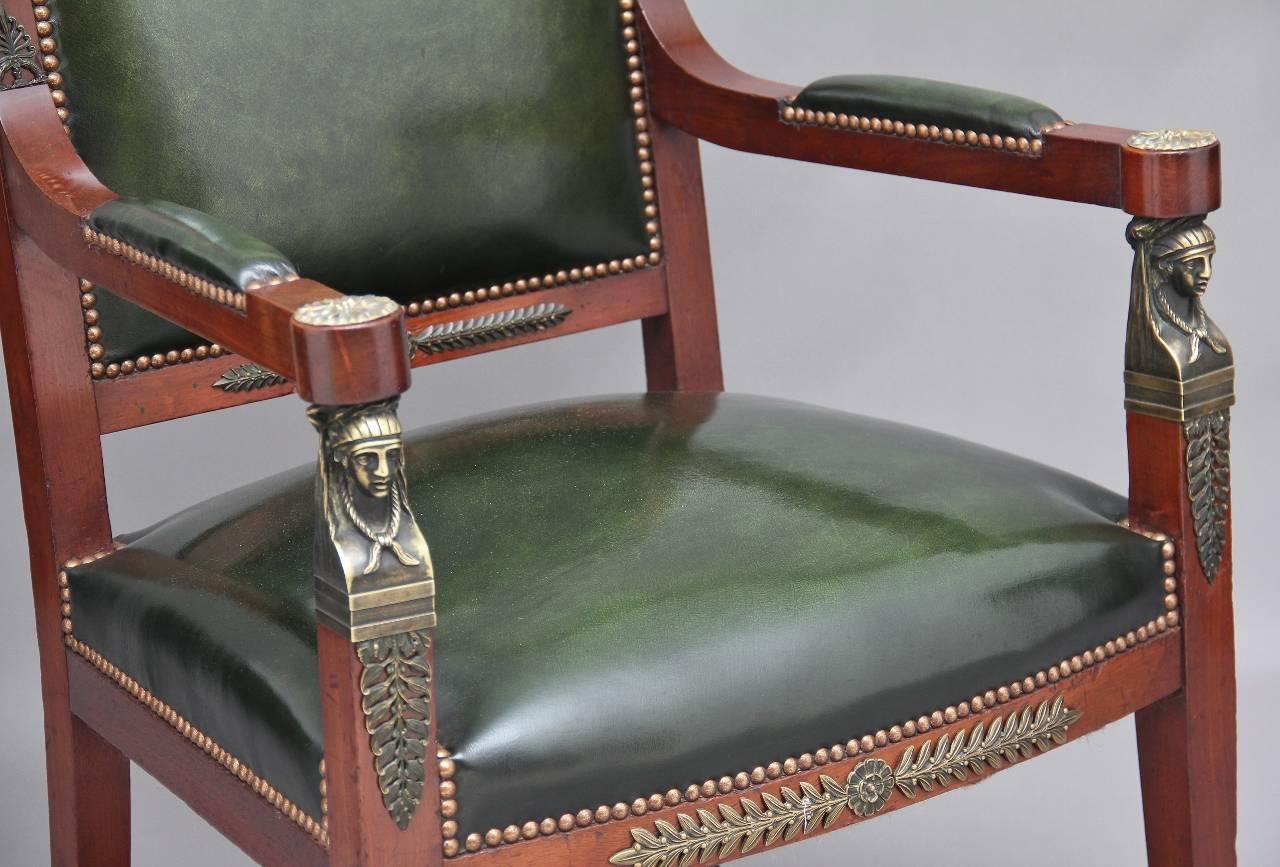 19th Century Mahogany and Ormolu Armchair In Good Condition In Martlesham, GB