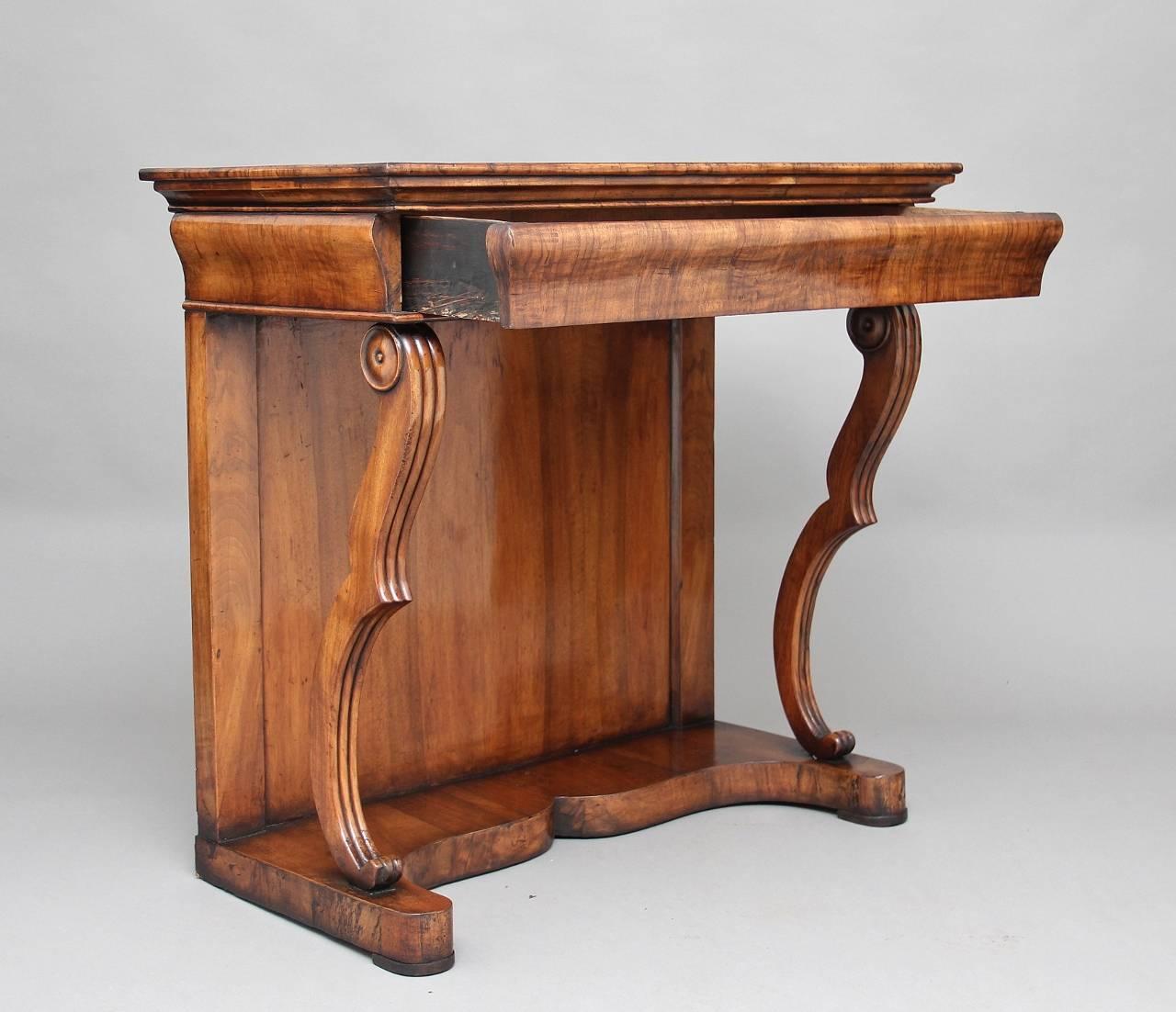 Victorian 19th Century Continental Walnut Console Table