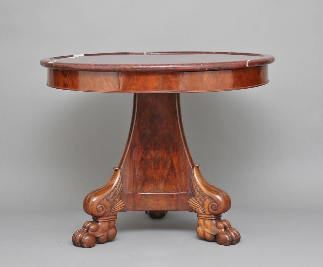 Empire 19th Century Mahogany Gueridon Table