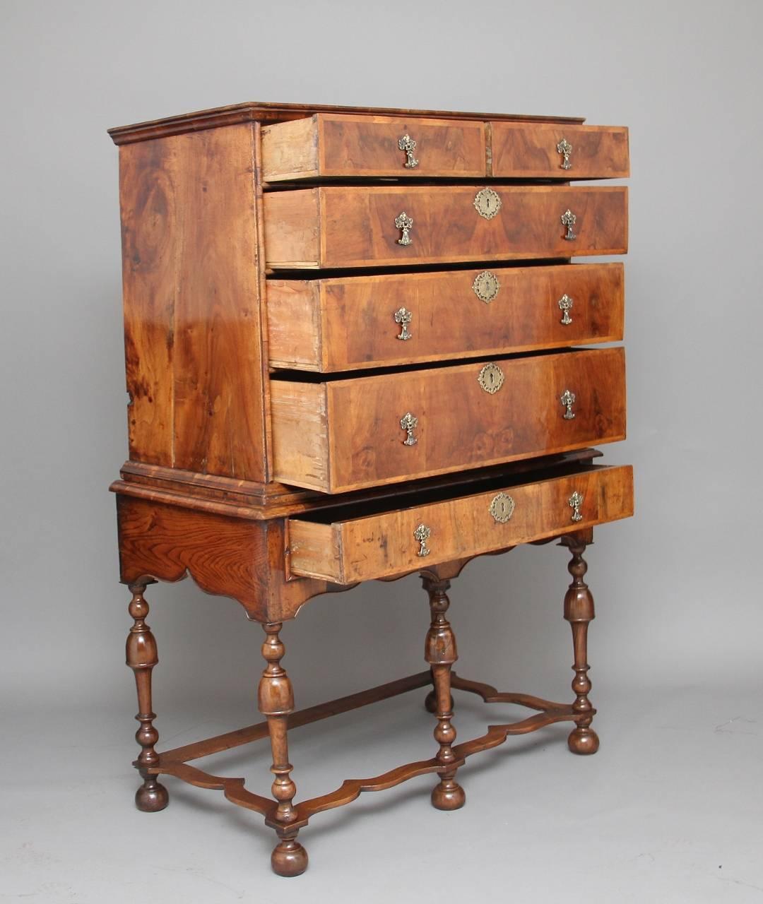 George II 18th Century Walnut Chest on Stand