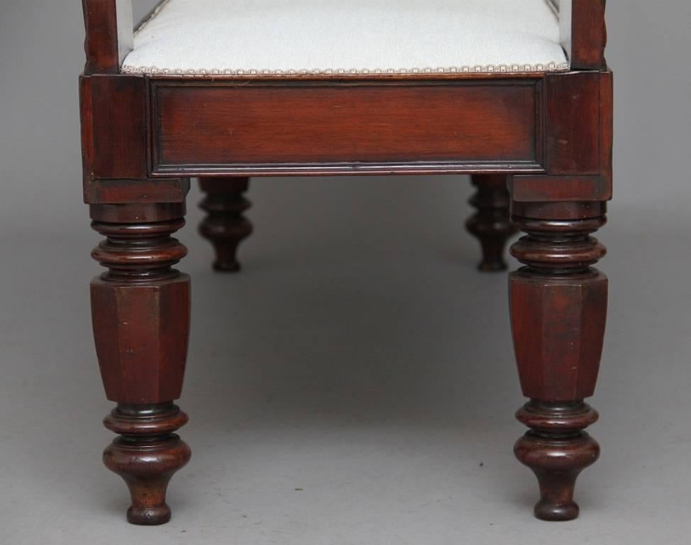 Mid-19th Century 19th Century Mahogany Window Seat