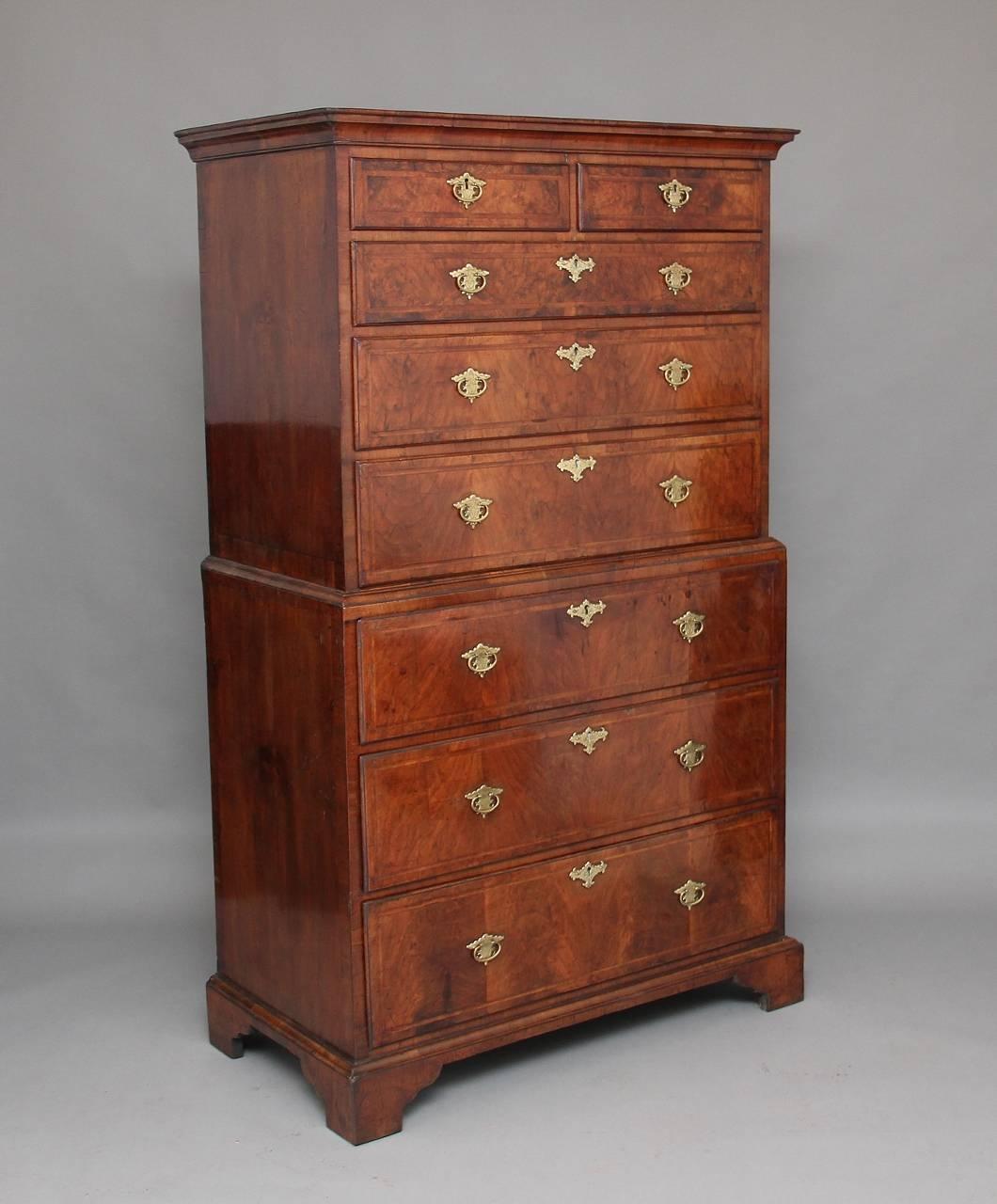 George II Early 18th Century Walnut Chest on Chest
