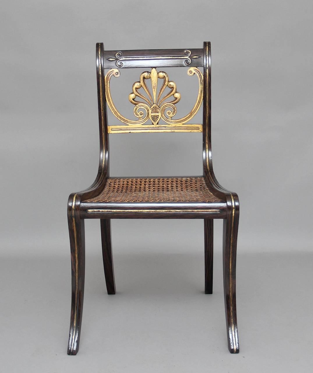 Gilt Set of Six 19th Century Regency Chairs