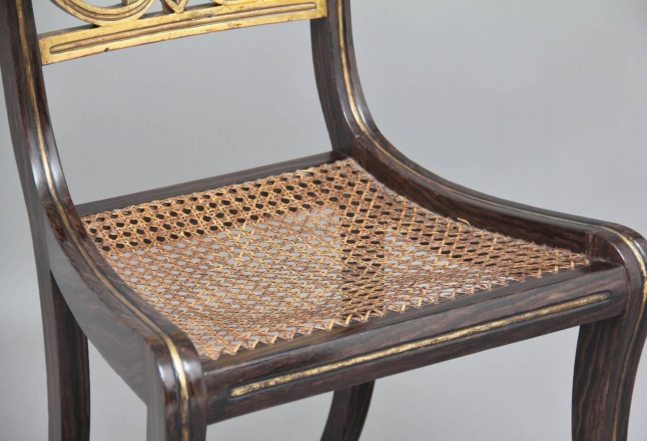 Beech Set of Six 19th Century Regency Chairs