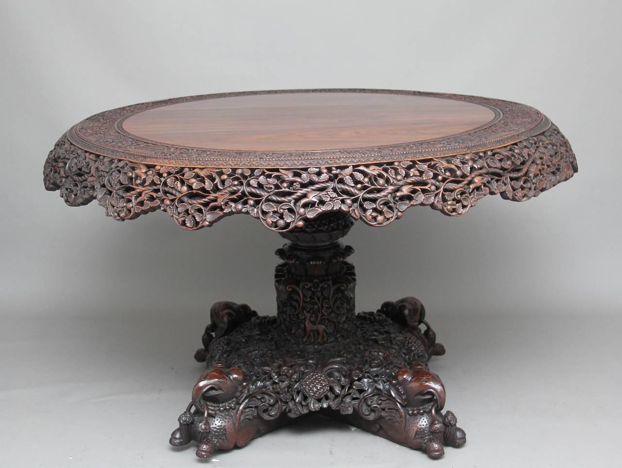 19th Century Highly Carved Centre Table In Good Condition In Martlesham, GB