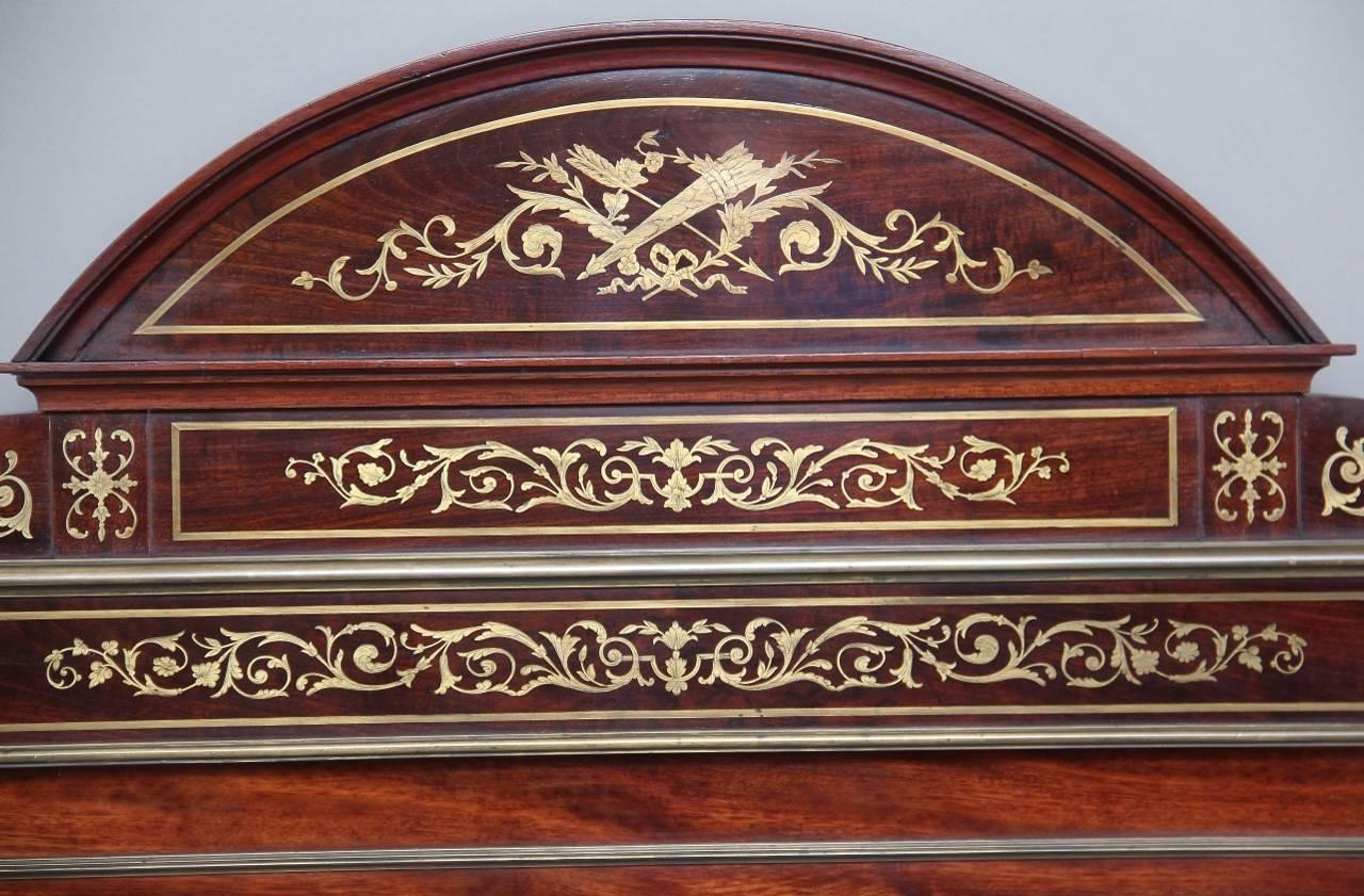 19th Century French Mahogany and Brass Inlaid Bed 5