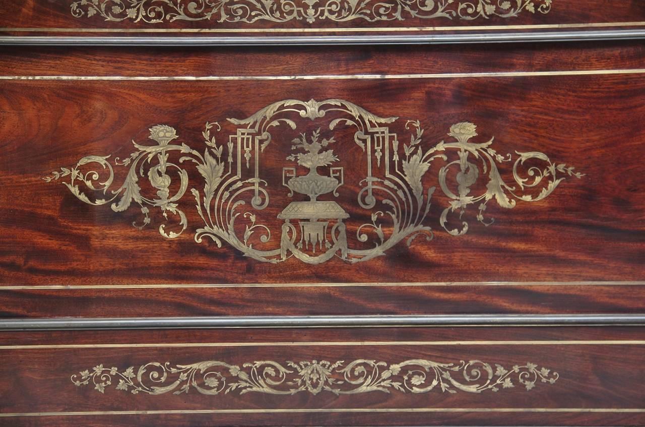 19th Century French Mahogany and Brass Inlaid Bed 6