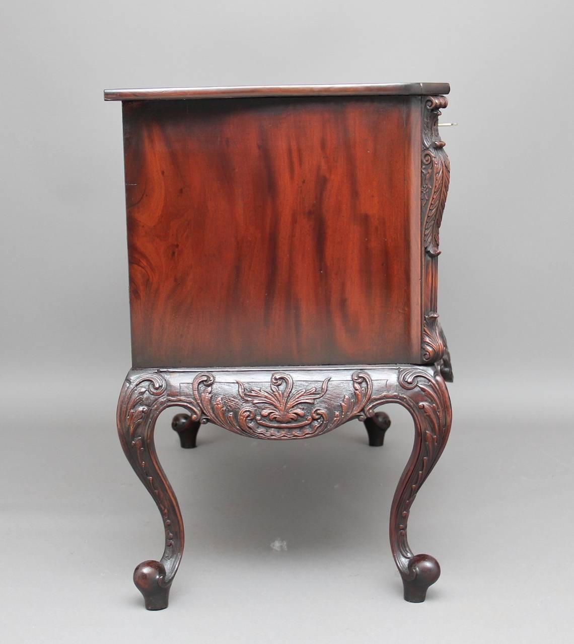 English Early 20th Century Mahogany Serpentine Commode