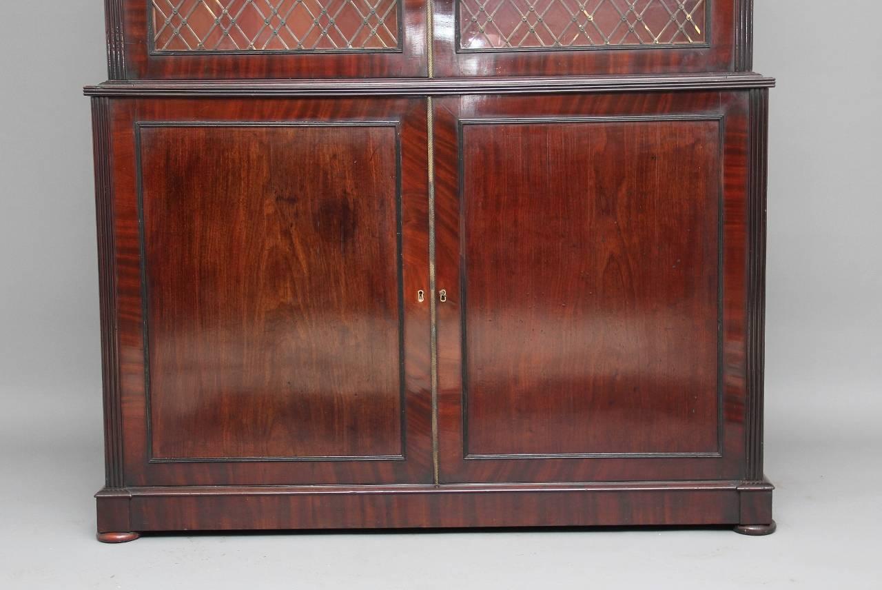 Large Regency Mahogany Bookcase In Good Condition For Sale In Martlesham, GB
