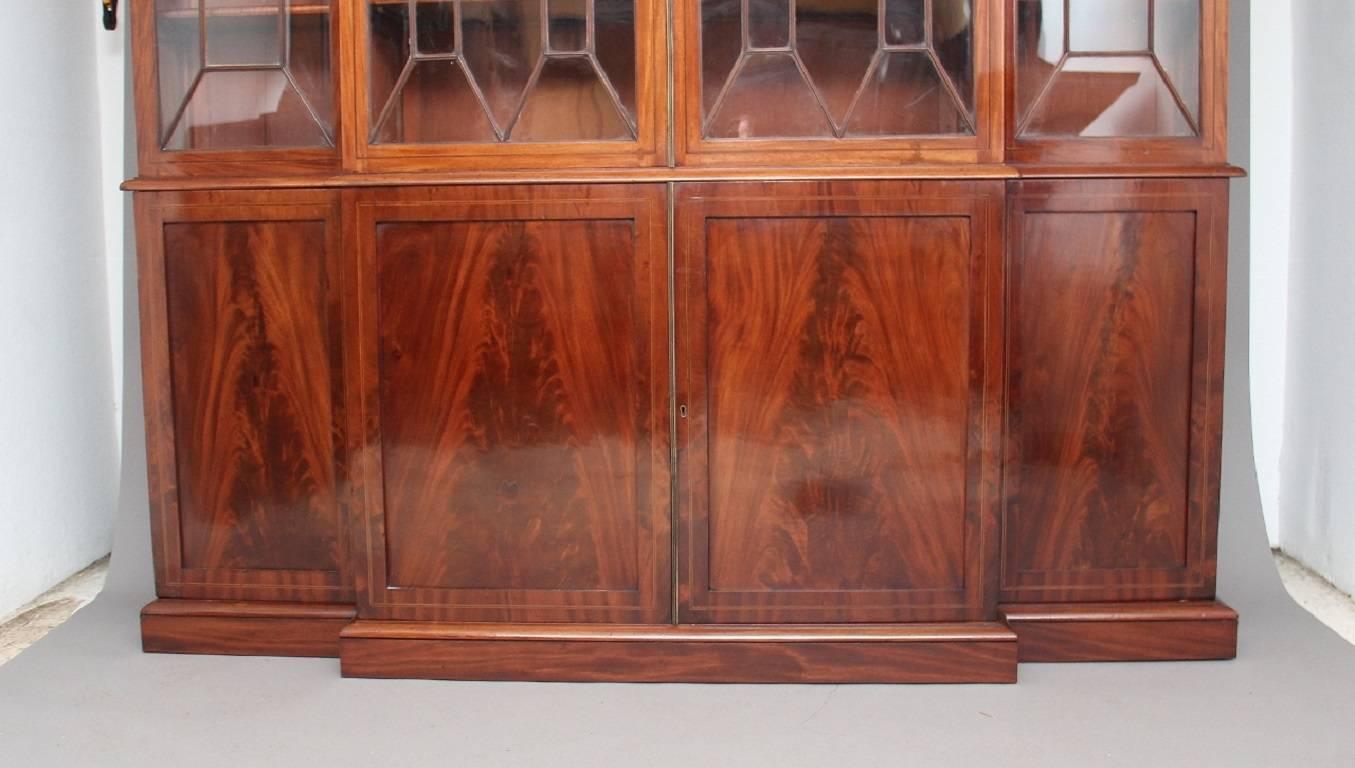 Mid-19th Century 19th Century Mahogany Breakfront Bookcase