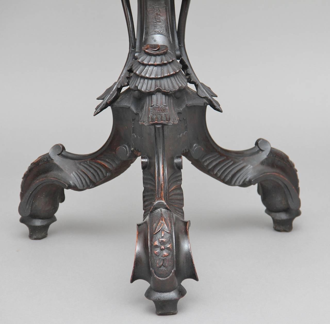 19th Century Italian Carved Walnut Torcher For Sale 5
