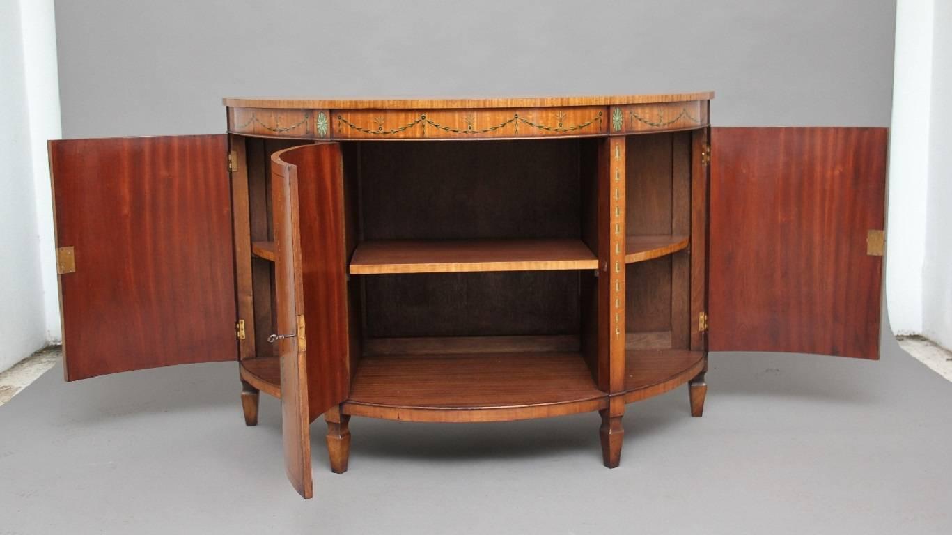 Sheraton Pair of Early 20th Century Satinwood and Painted Cabinets
