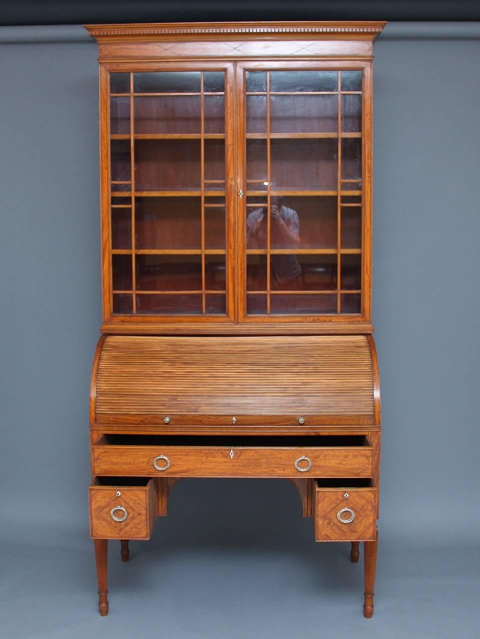 Zylinder-Bücherregal aus Seidenholz von „Edwards & Roberts“ aus dem 19. Jahrhundert im Angebot 4