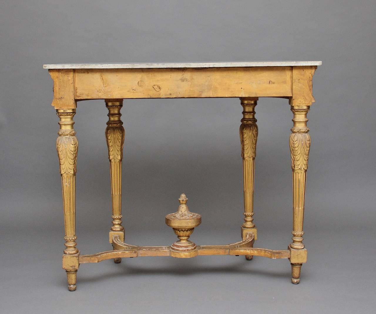 Late 19th Century 19th Century Gilt and Marble-Top Console Table