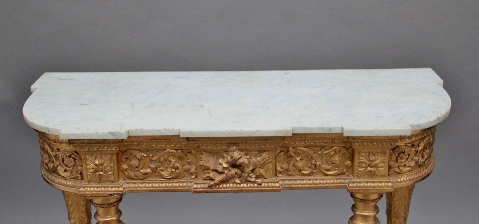 19th Century Gilt and Marble-Top Console Table 1