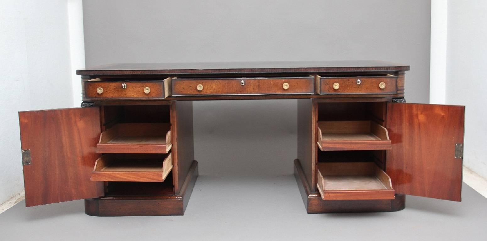 Mid-20th Century Regency Style Mahogany and Ebonized Desk