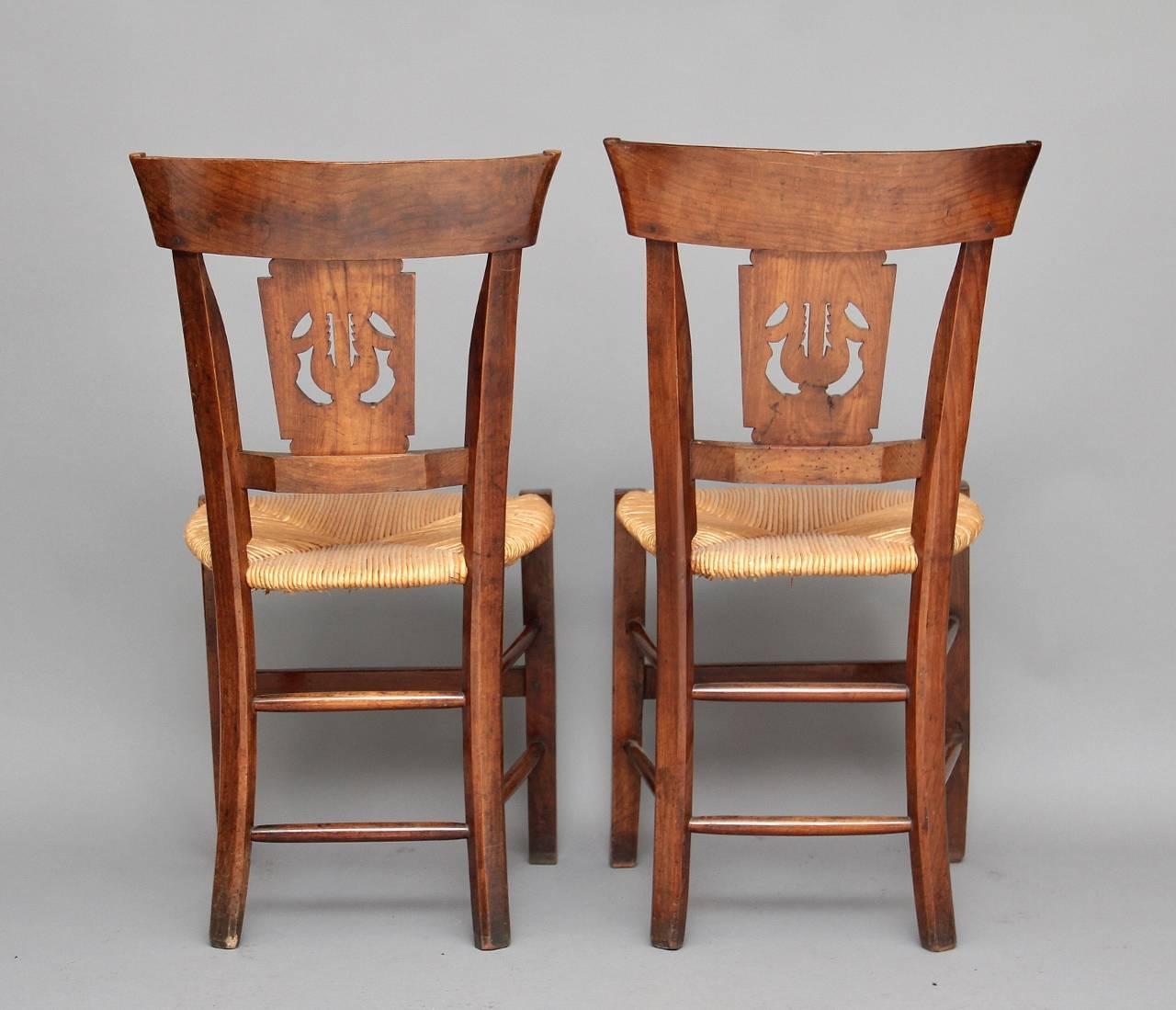 Mid-19th Century Pair of 19th Century Fruitwood Chairs