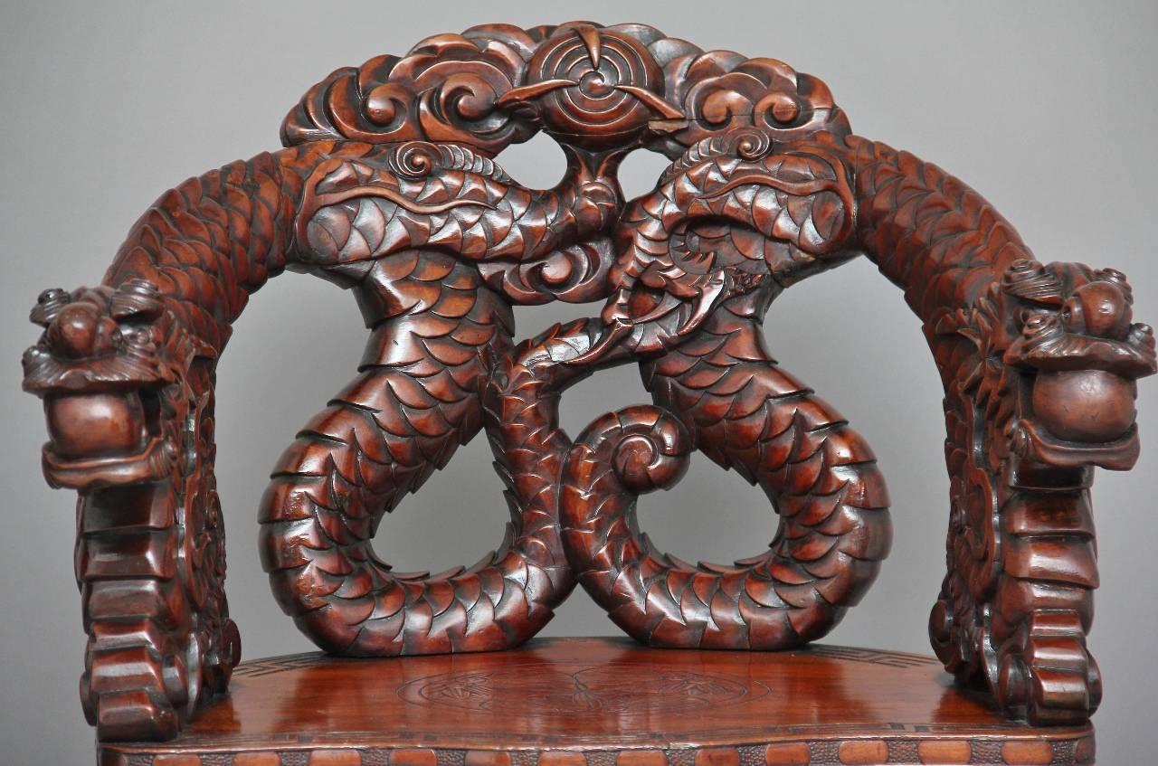 Pair of Early 20th Century Carved Chinese Chairs 4