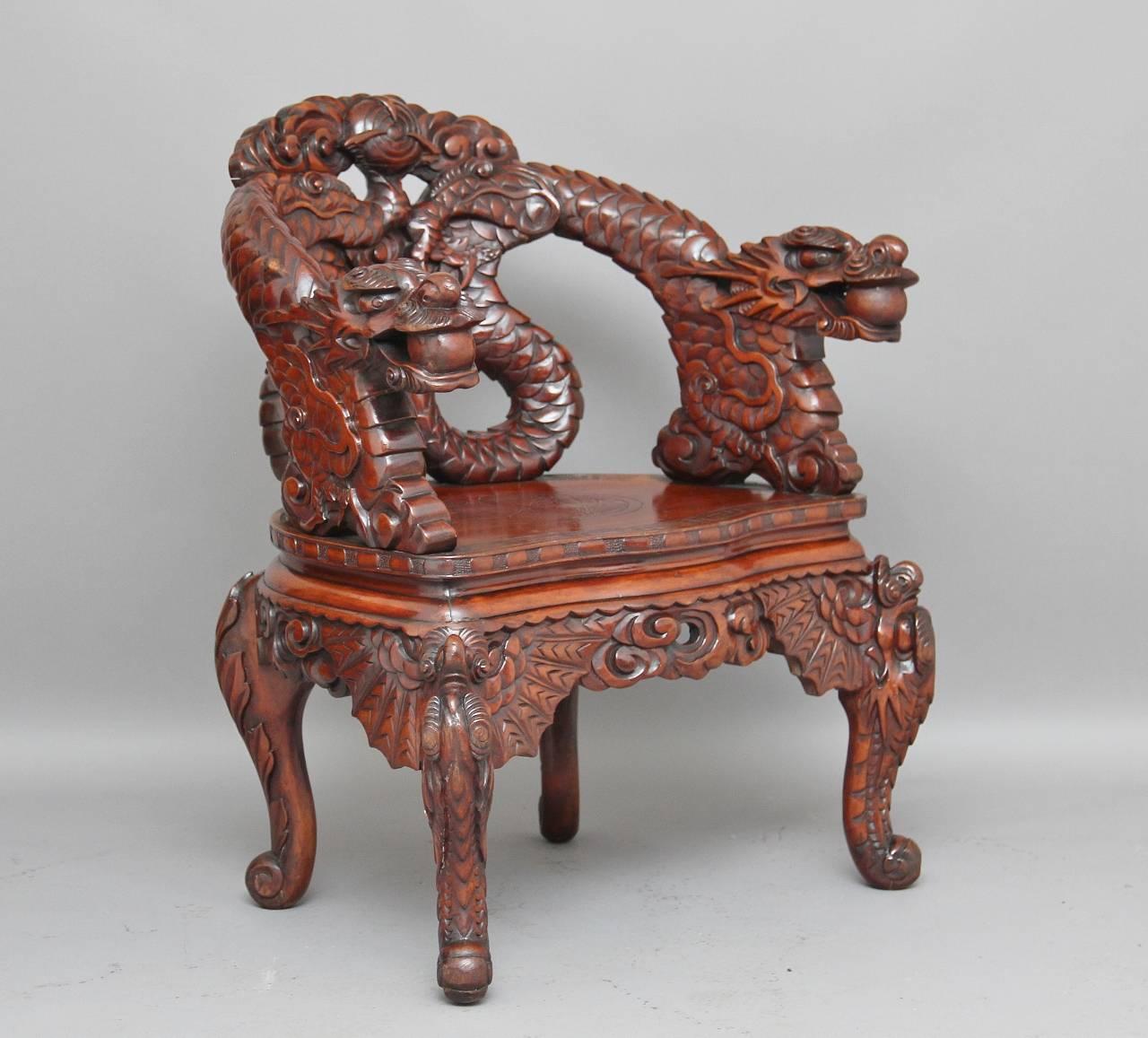 Pair of Early 20th Century Carved Chinese Chairs 5