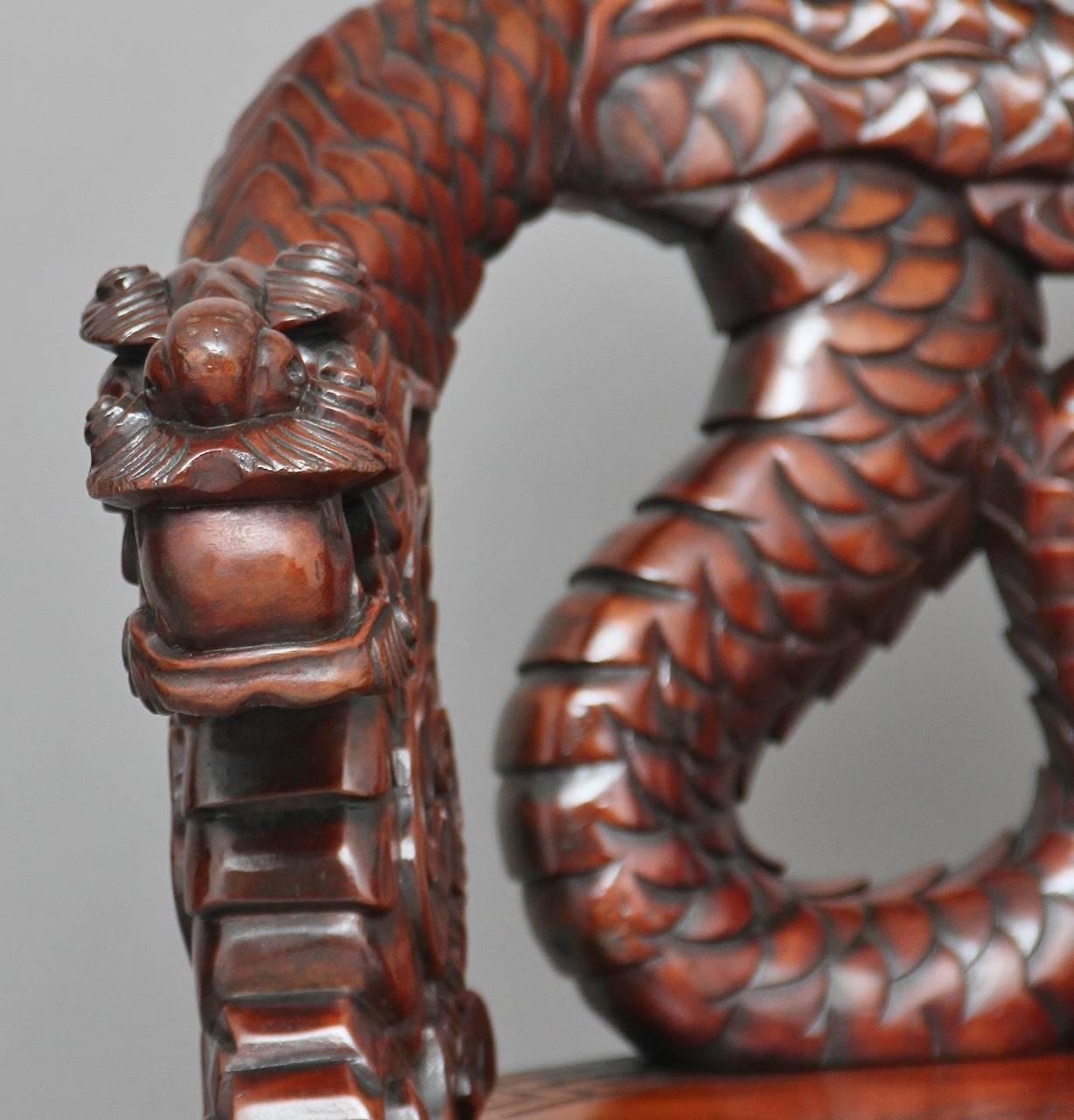 Pair of Early 20th Century Carved Chinese Chairs 6
