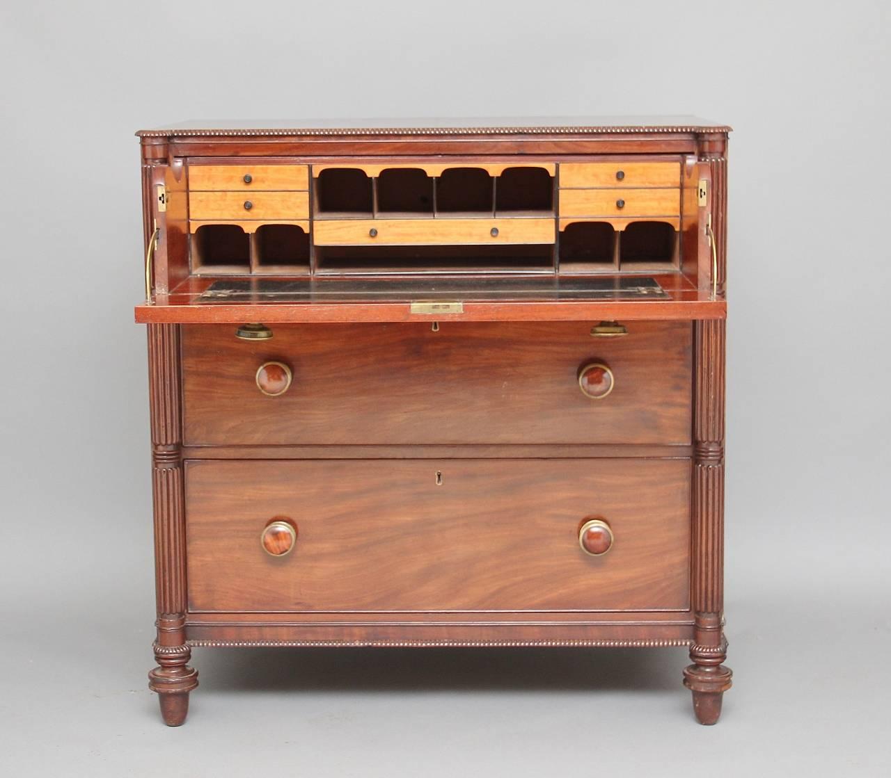 Regency Early 19th Century Secretaire Chest of Drawers