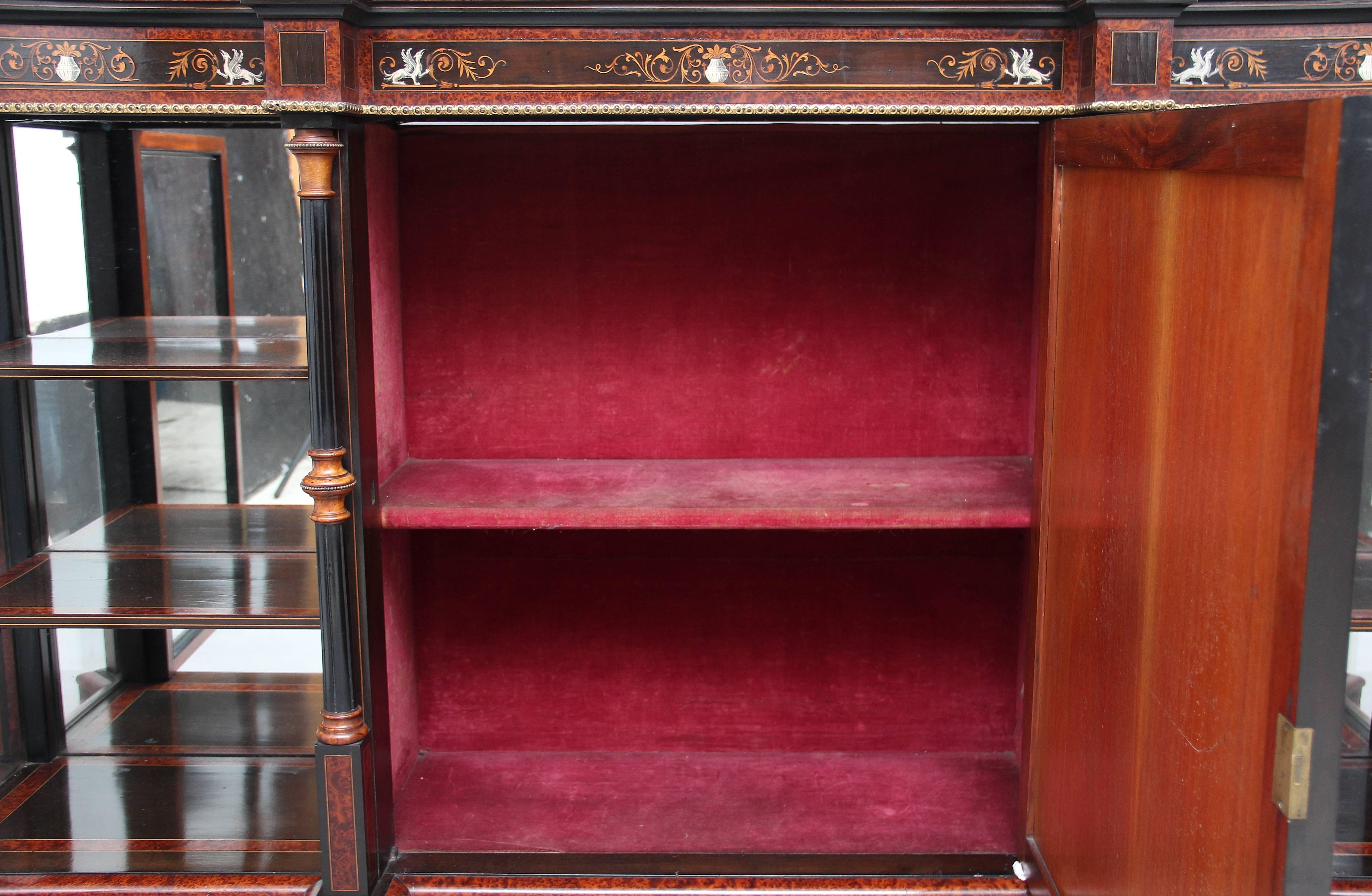 19th Century Exhibition Quality Amboyna and Ebonized Cabinet 4
