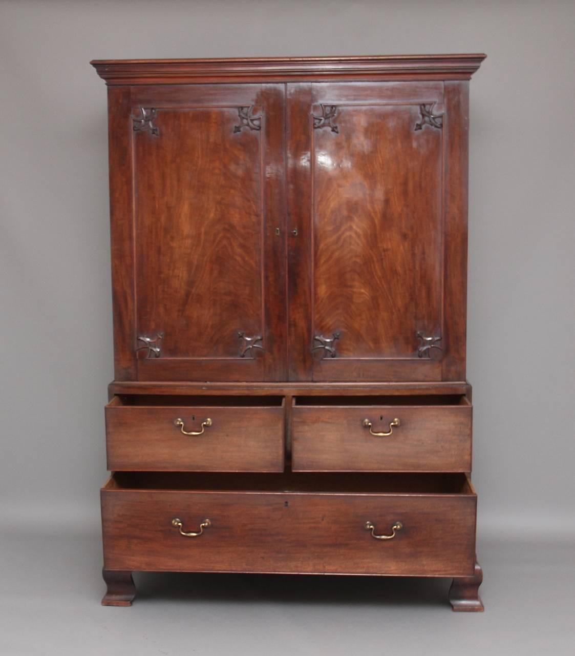 Georgian 18th Century Mahogany Press Cupboard