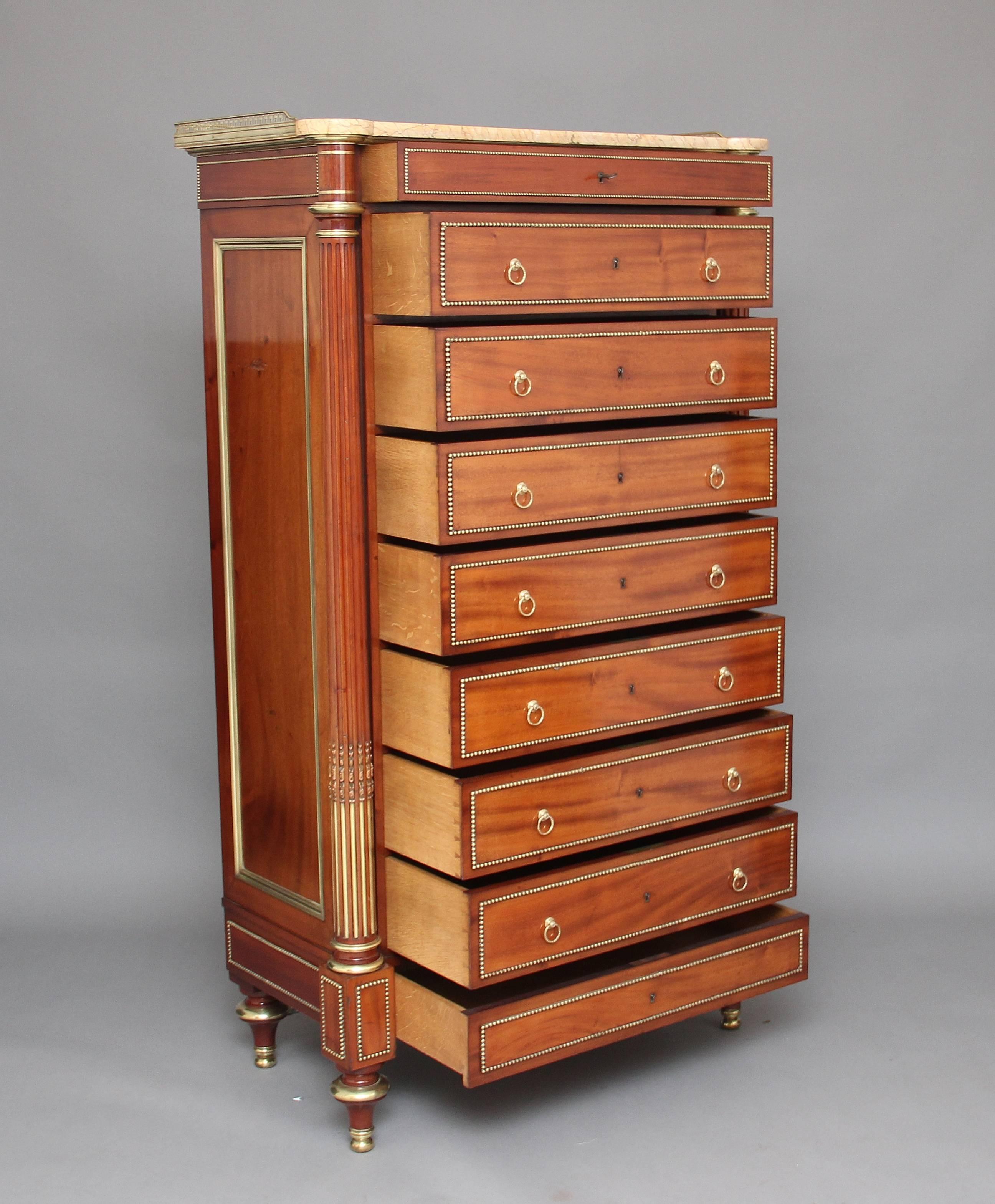 19th Century, French Mahogany Semanier Chest In Good Condition In Martlesham, GB