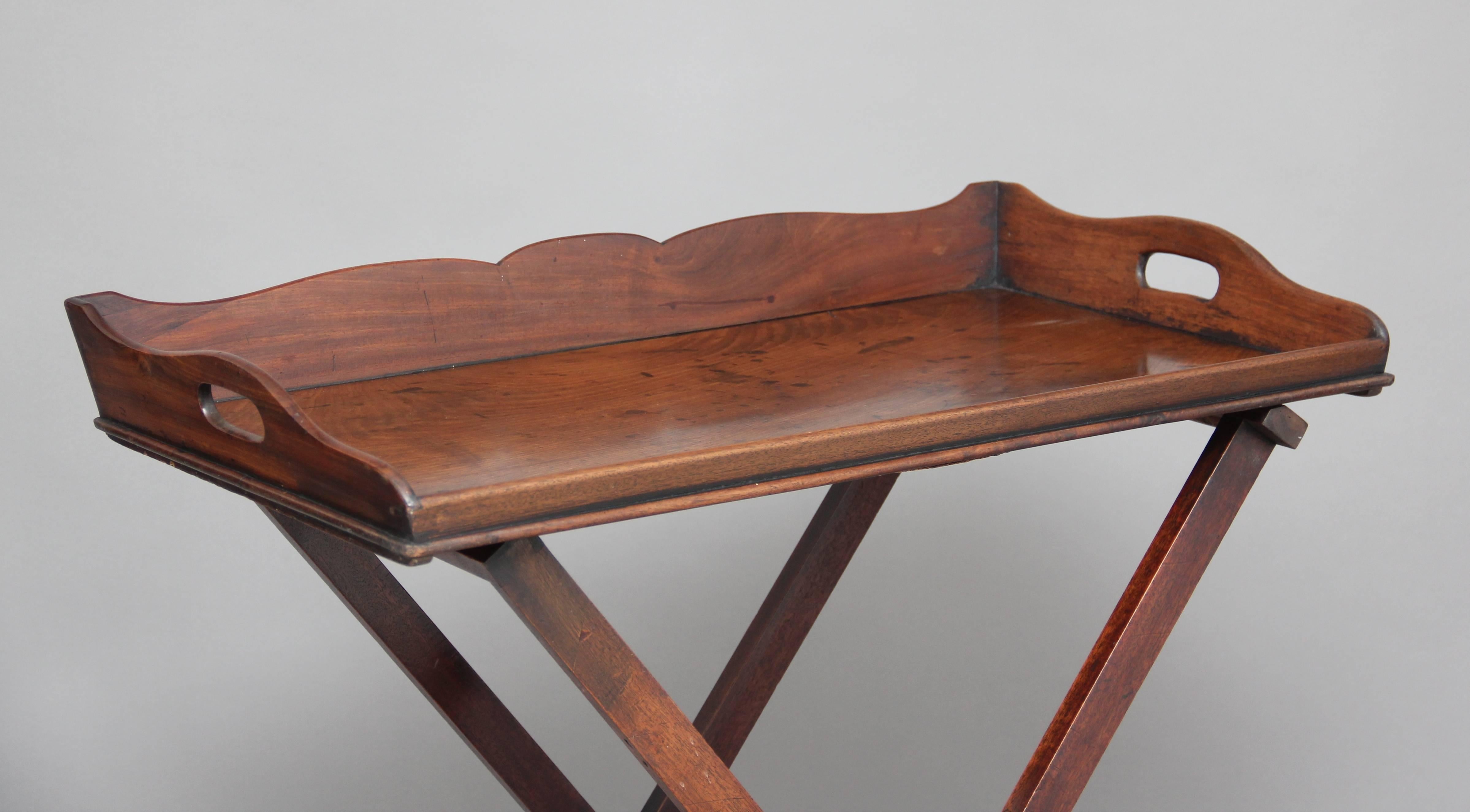 19th Century Mahogany Butlers Tray on Stand 3